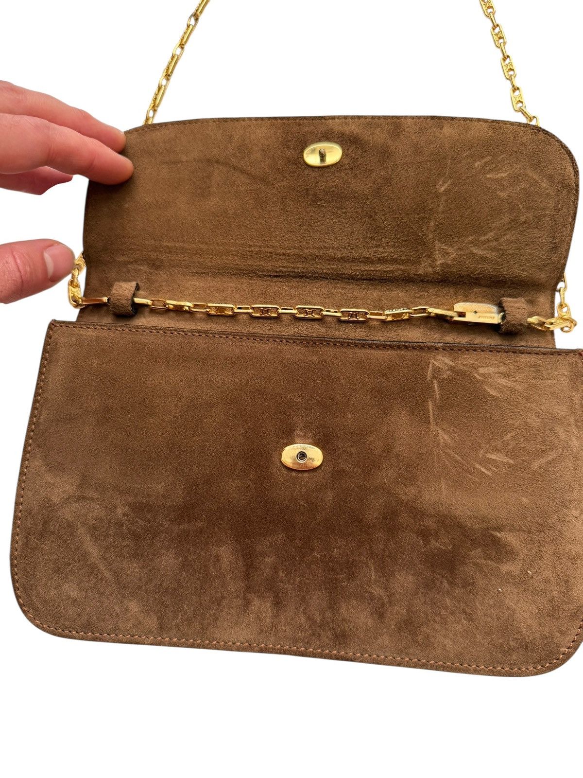 Celine OG Triomphe Chain Brown Suede Envelope Bag Size ONE SIZE - 8 Thumbnail