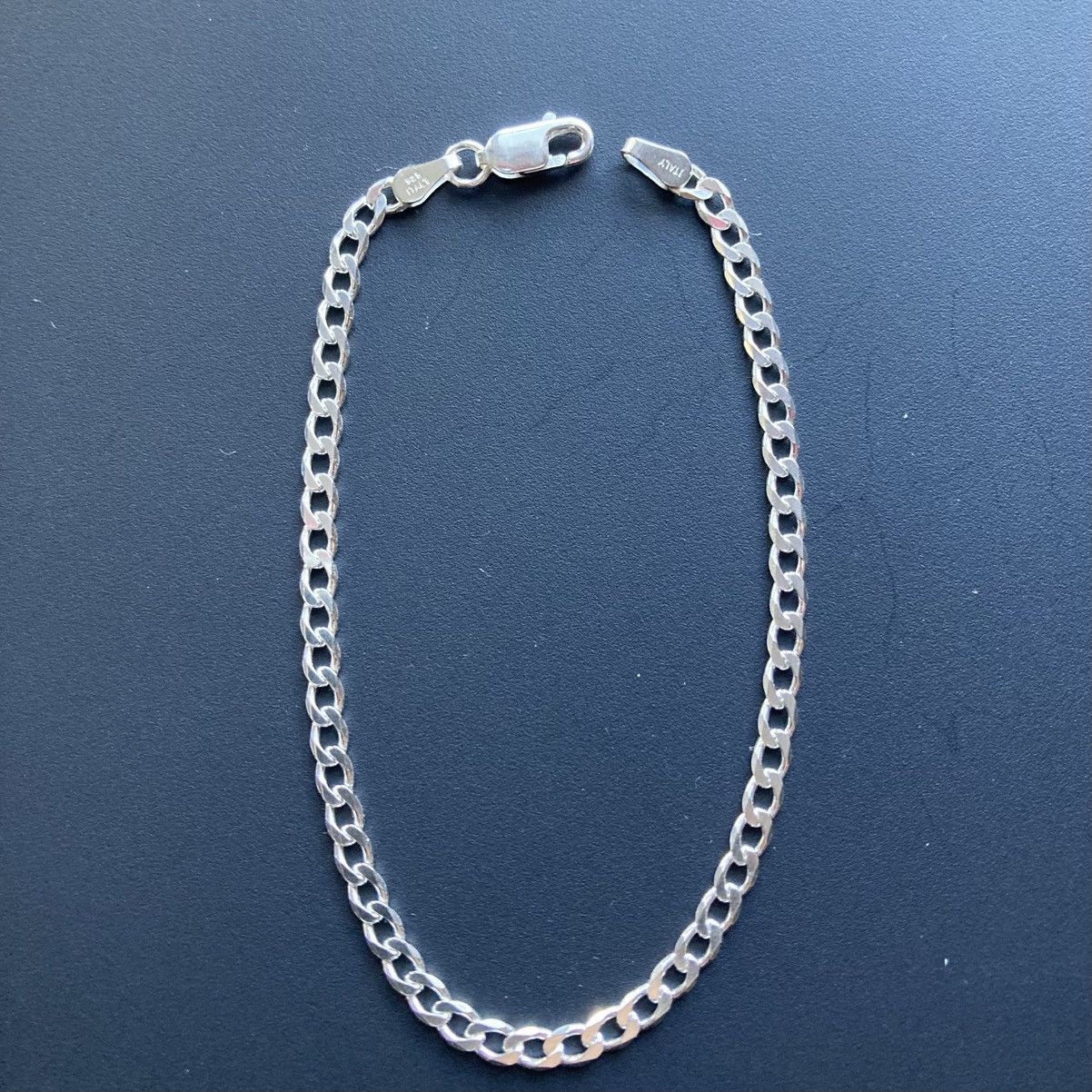 Jewelry Real Solid Silver Chain Cuban Curb Bracelet 7in 3mm Size ONE SIZE - 1 Thumbnail