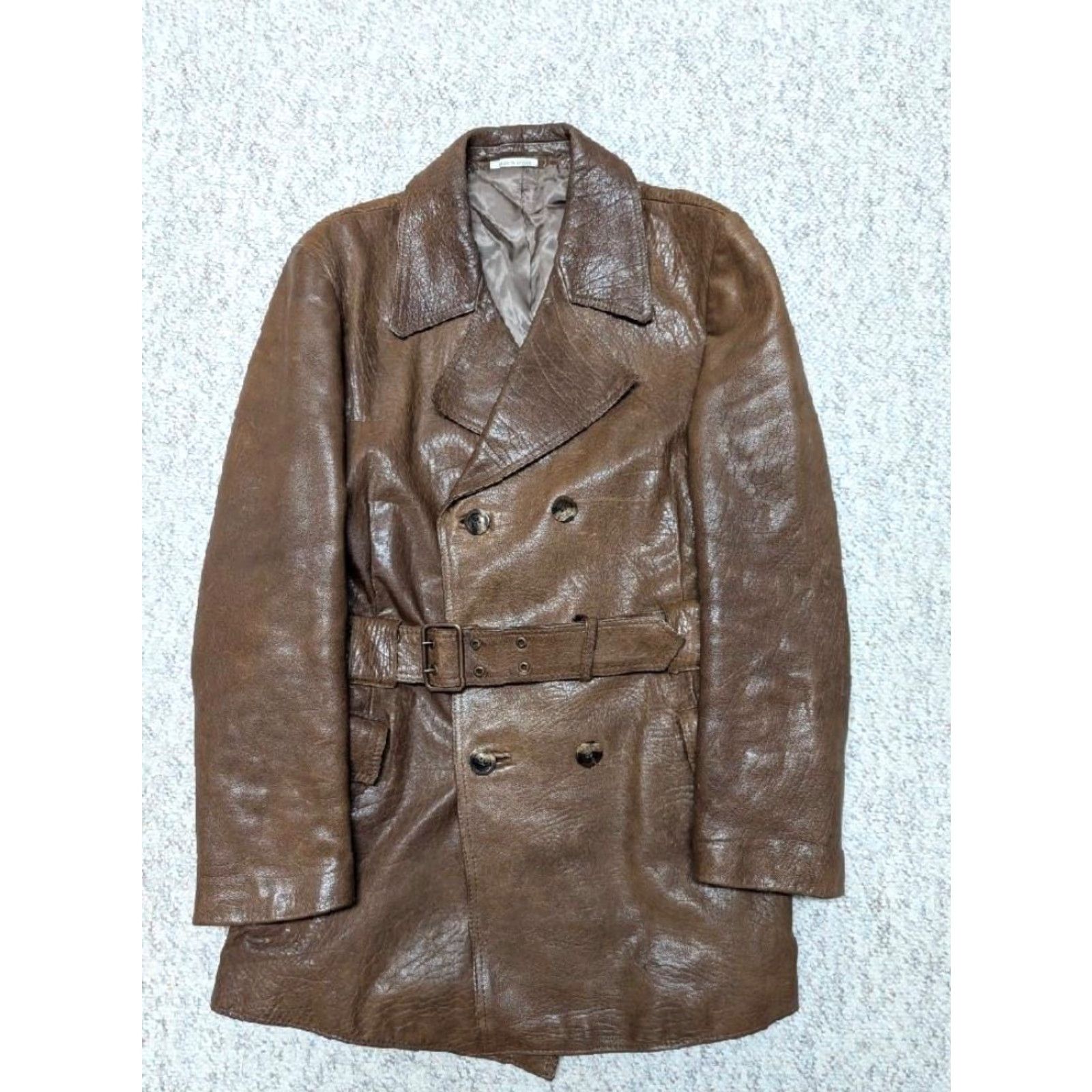 Vintage VINTAGE Ericson BELTED brown leather 38 trench coat SHERLOCK 1970s overcoat MEN Adult Small Brown Aviator Belted 3/4 Length Wool? Size US S / EU 44-46 / 1 - 3 Thumbnail