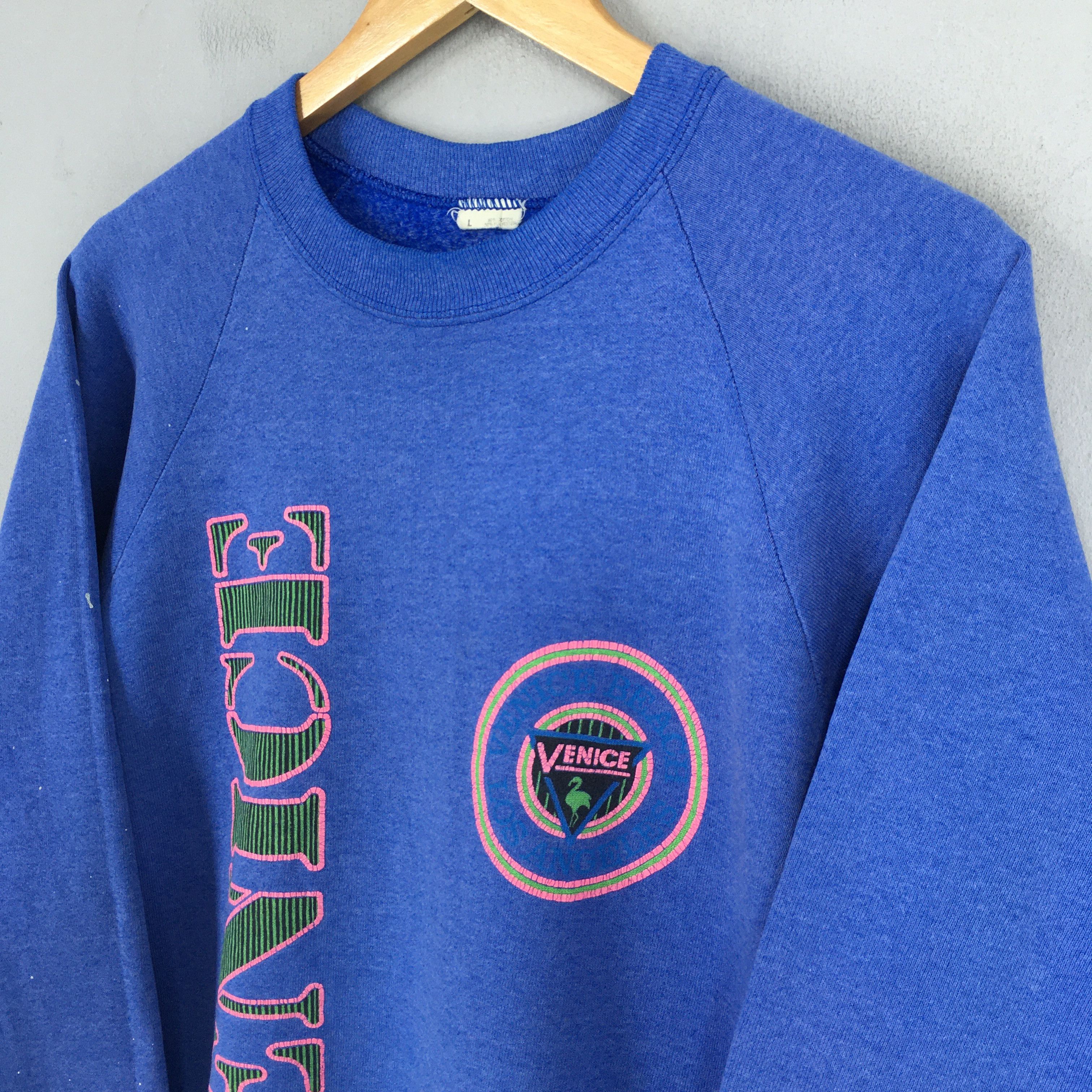 Vintage Vintage 90's Venice Italia Blue Sweatshirt Large Size US L / EU 52-54 / 3 - 3 Thumbnail