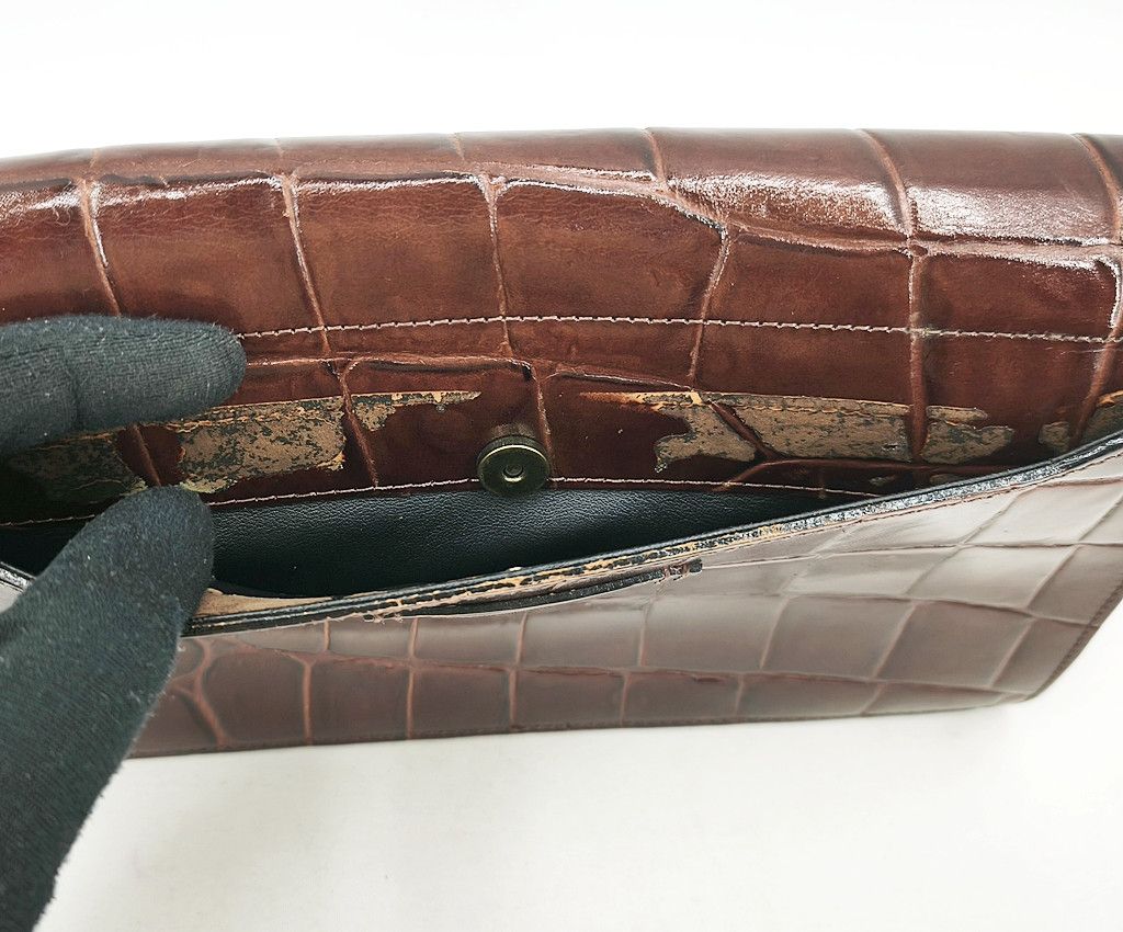 Jean Paul Gaultier JEAN PAUL GAULTIER Brown Croc embossed clutch sling bag Size ONE SIZE - 7 Thumbnail
