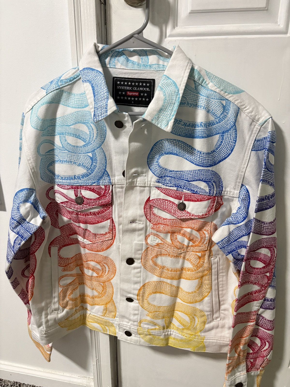 Supreme x Hysteric Glamour Snake Denim Trucker Jacket White