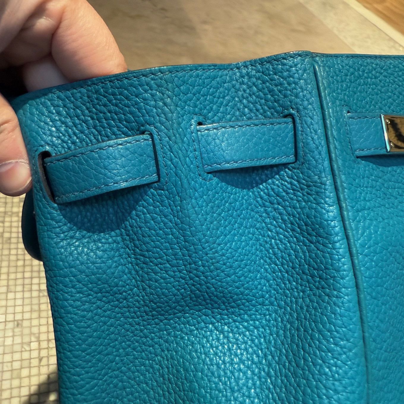 Hermes Hermès 2013 Bleu Izmir Clemence Leather Kelly 35 Bag Size ONE SIZE - 21 Thumbnail