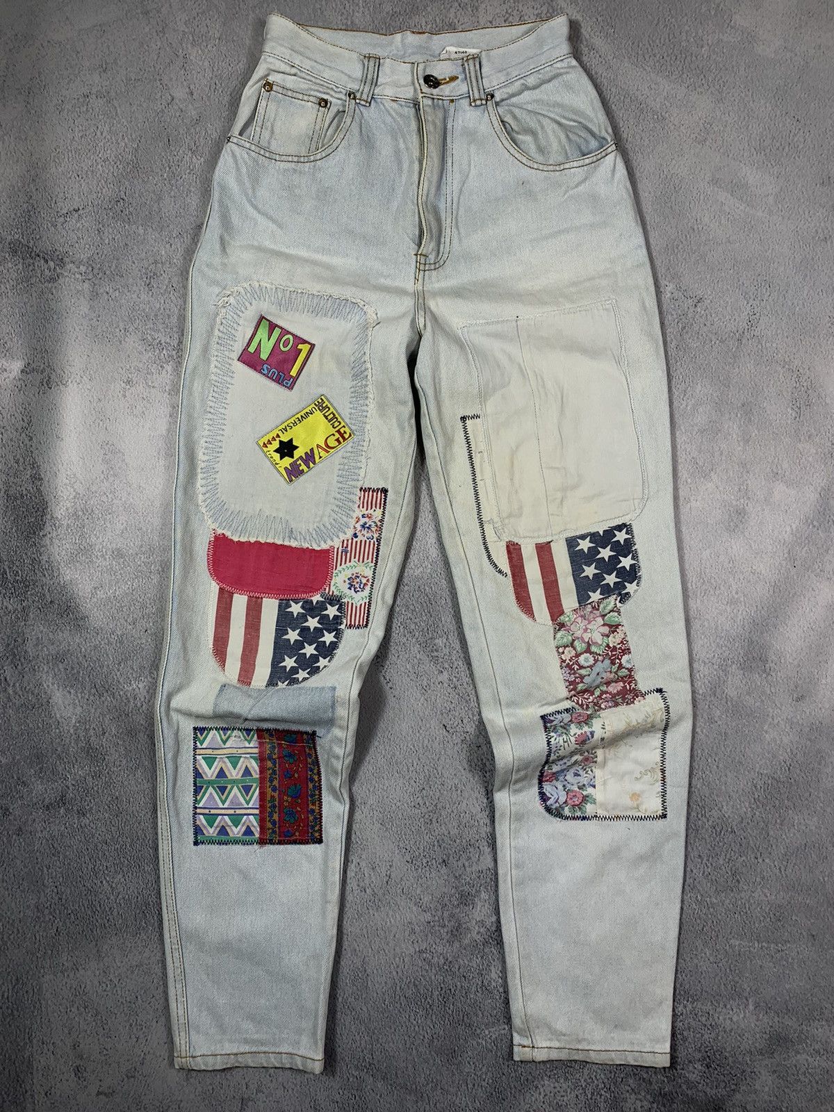 Japanese Brand × Vintage Vintage Y2K Japanese patchwork faded denim jeans trousers Size 27" / US 4 / IT 40 - 1 Thumbnail