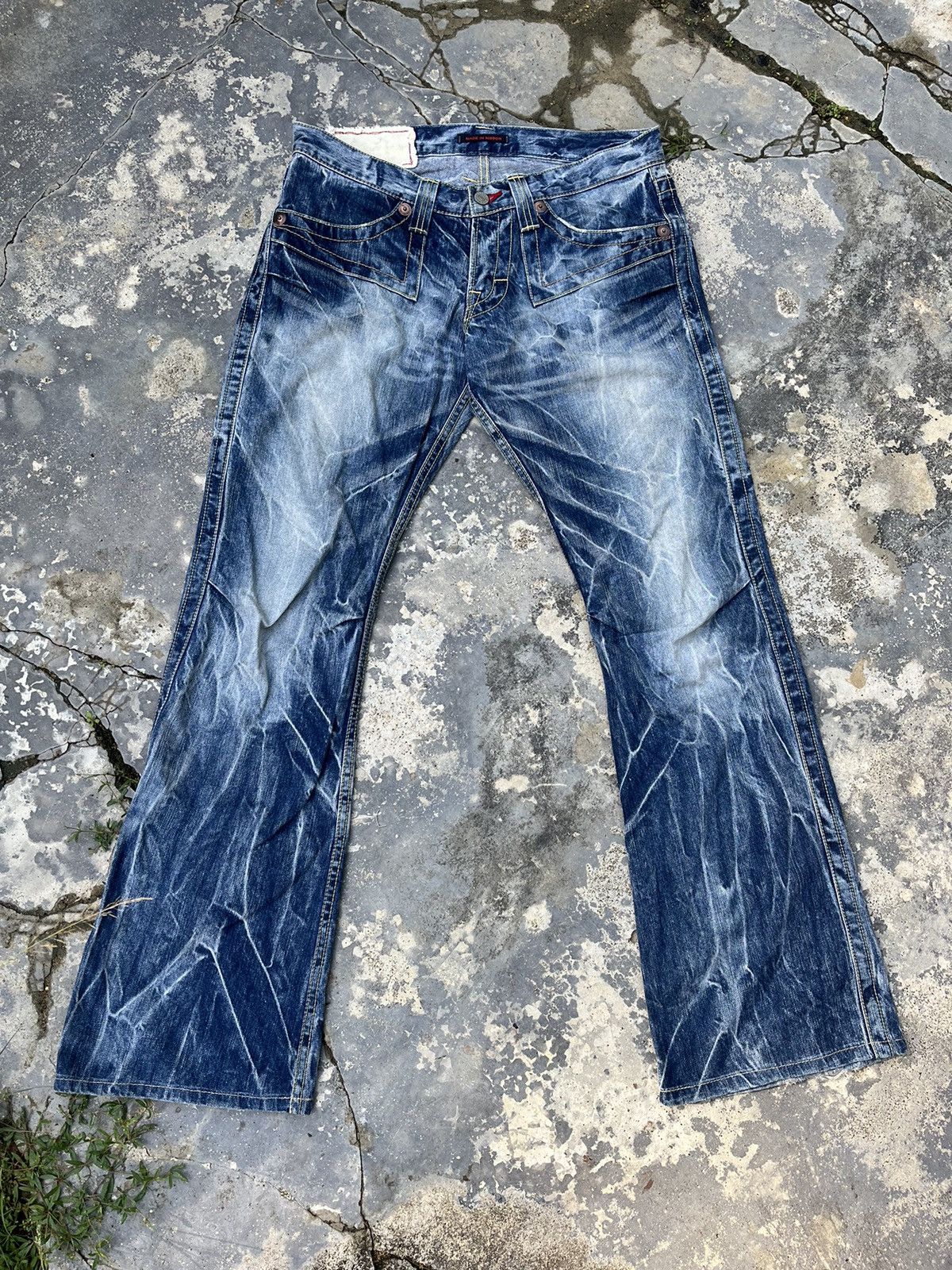 If Six Was Nine × Japanese Brand × Vintage Flare Crazy Striking Design Blue Jean Japan Denim Size US 32 / EU 48 - 3 Thumbnail