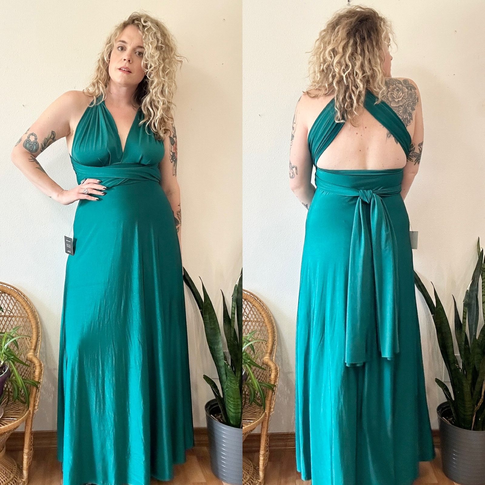 Other Lulu’s Dark Teal Convertible Strap Gown size Large Size L / US 10 / IT 46 - 1 Thumbnail