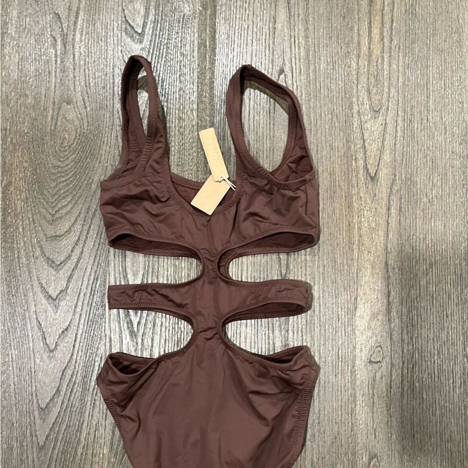SKIMS NWT Skims Swim Tank Monokini One Piece Swimsuit Cocoa XXS Size ONE SIZE - 6 Thumbnail