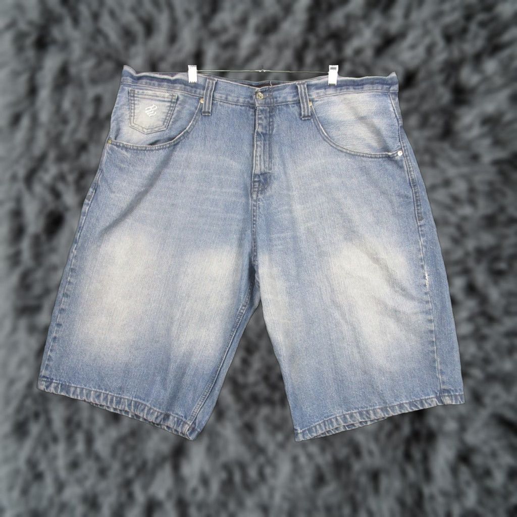 Rocawear Rocawear Shorts Mens 42 Blue Denim Regular Fit Distressed Logo Embroidered Hip Hop Casual Bermuda Jeans Size US 38 / EU 54 - 1 Thumbnail