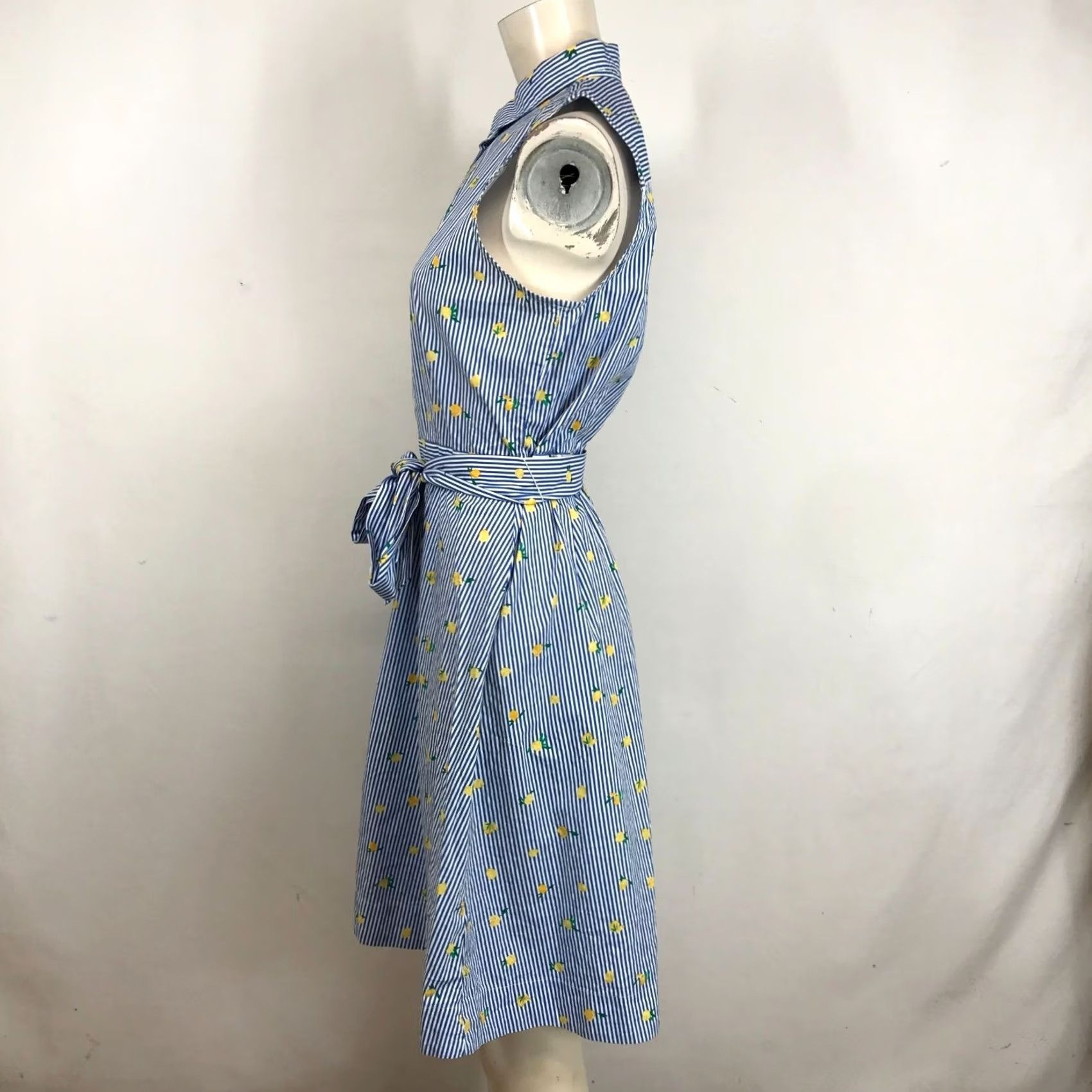 J.Crew J.CREW Women's 8 Button-Up Belted Dress BLUE/WHITE Stripe Size M / US 6-8 / IT 42-44 - 6 Thumbnail