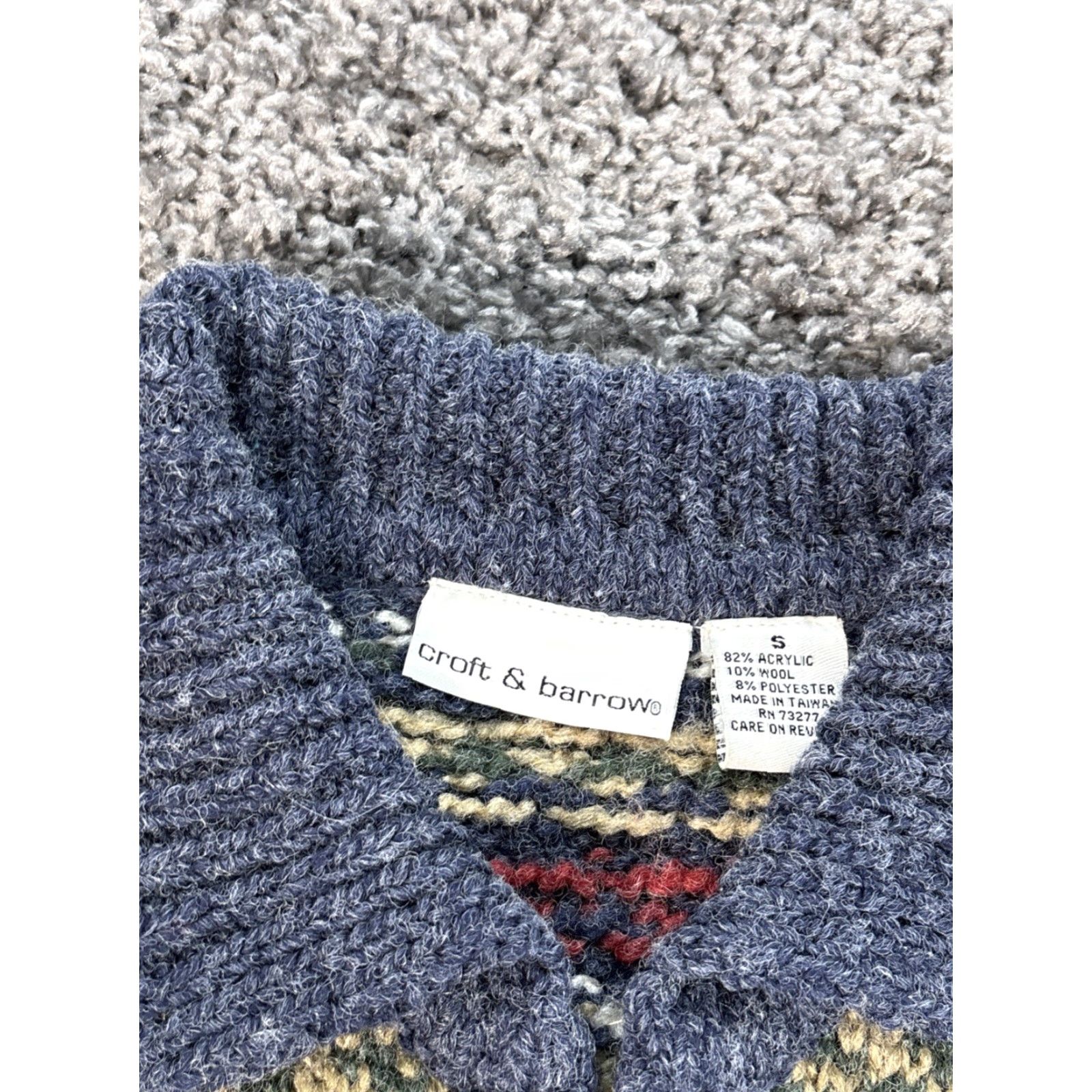 Barrow VINTAGE Croft And Barrow Cardigan Sweater Womens S Fair Isle Wool Black 90s Christmas Womens Size S / US 4 / IT 40 - 4 Thumbnail