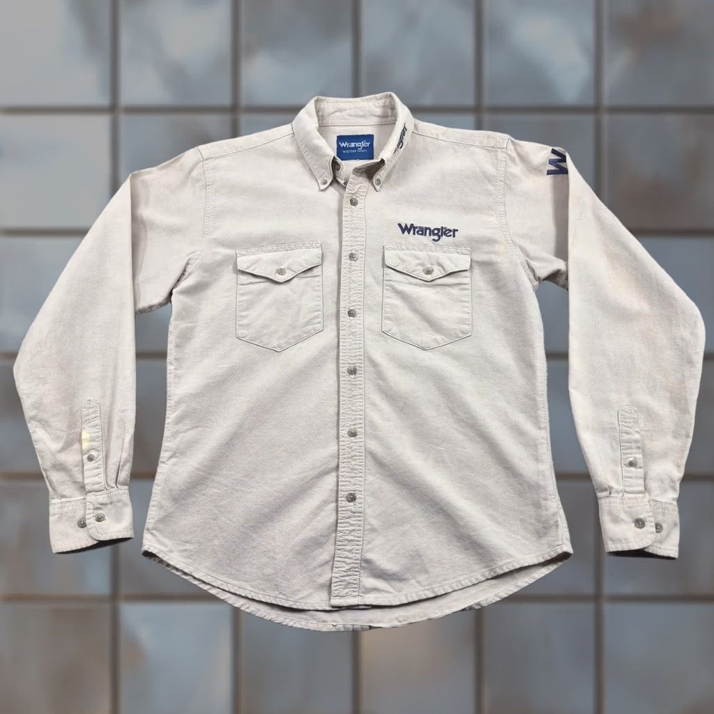 Wrangler Wrangler Button Up Shirt Adult Small Beige Long Sleeve Western Embroidered Shirts Casual Workwear Size US S / EU 44-46 / 1 - 1 Thumbnail