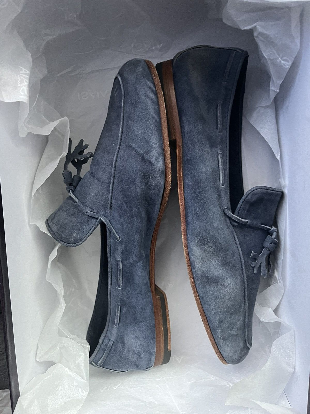 Isaia Napolii Loafers Blue Suede ISAIA NAPOLI Size US 8.5 / EU 41-42 - 5 Thumbnail