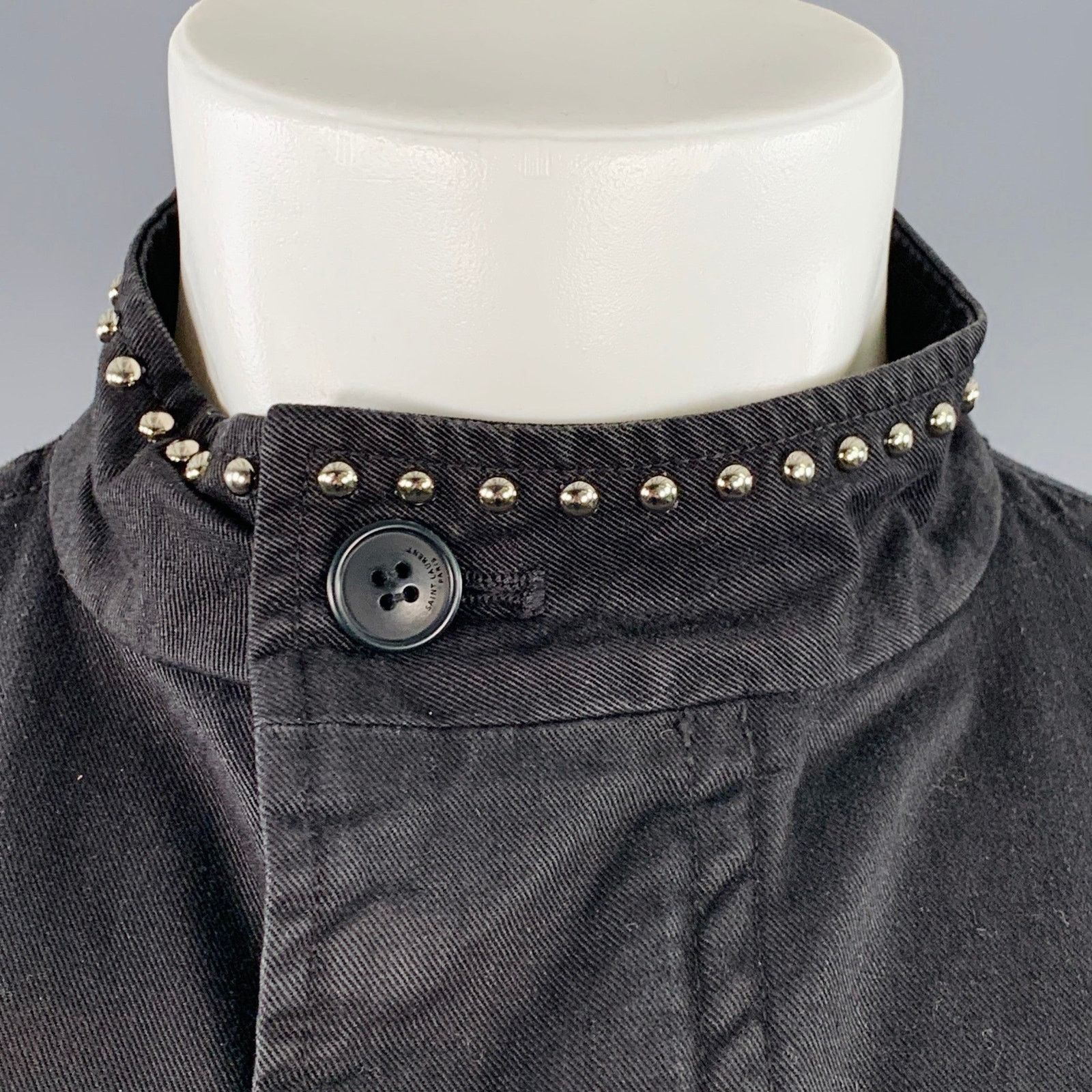 Saint Laurent Paris SAINT LAURENT Size 40 Black Studded Cotton Coat Size US L / EU 52-54 / 3 - 2 Thumbnail