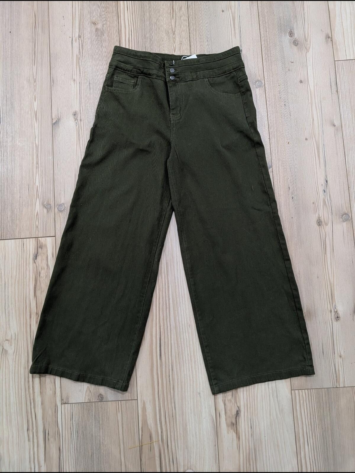 Other Wide Leg High-Waist Pants in Olive Green Size 40" / US 18 - 2 Thumbnail