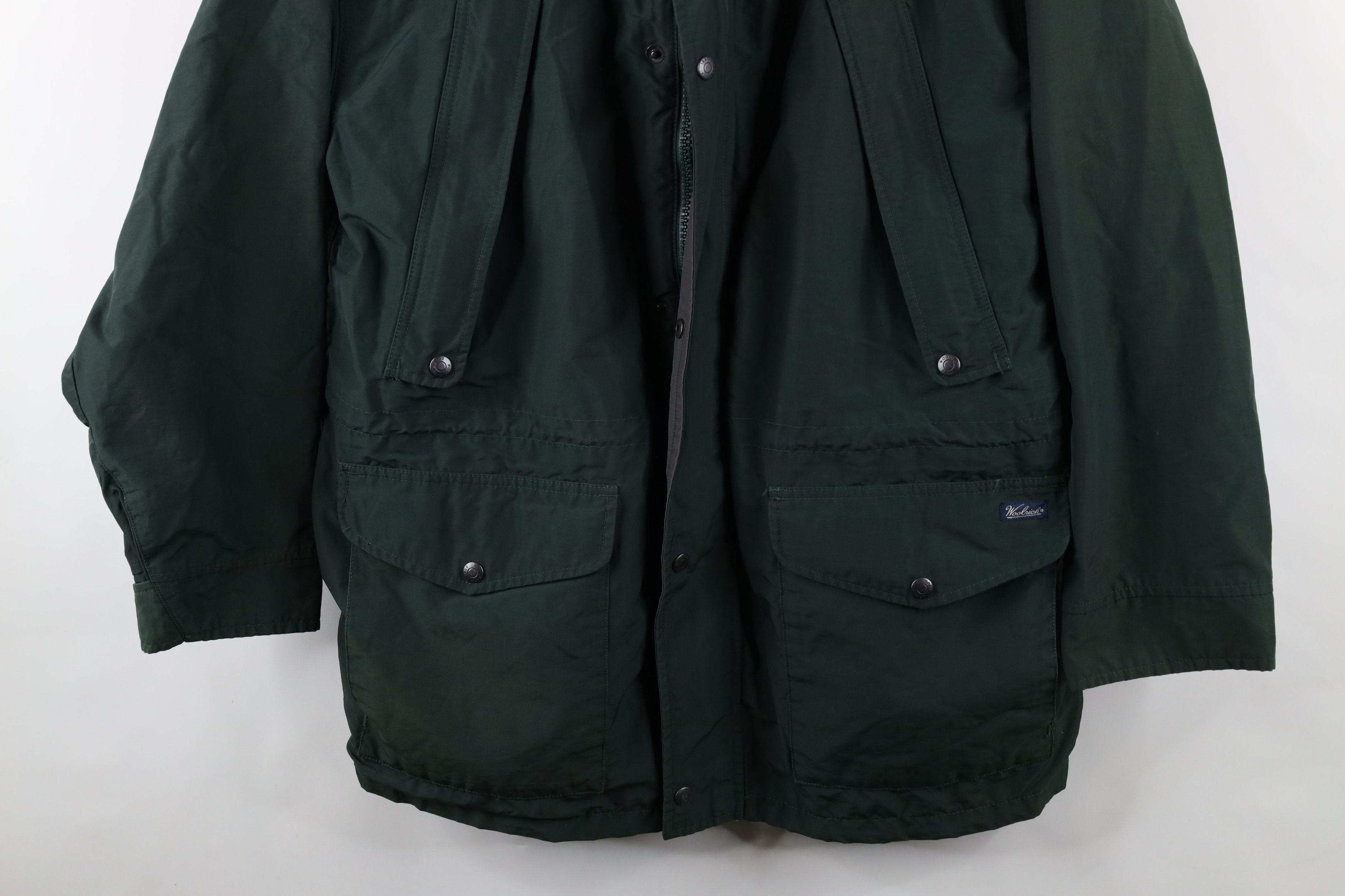 Vintage × Woolrich Woolen Mills Vintage 90s Woolrich Spell Out Wool Line Hooded Parka Jacket Size US L / EU 52-54 / 3 - 3 Thumbnail