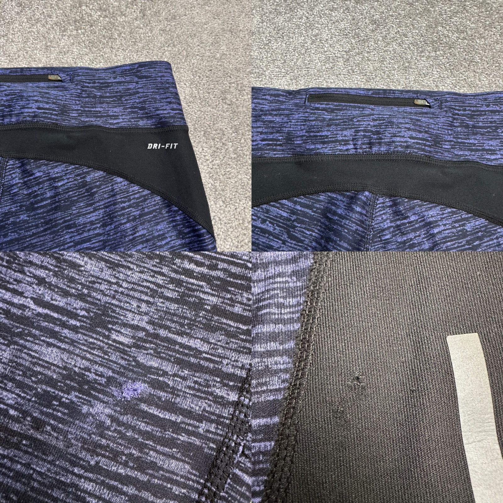 Nike Nike Dri-Fit Cropped Capri Leggings Womens M Purple Black Purple Running Size 32" / US 10 / IT 46 - 8 Thumbnail