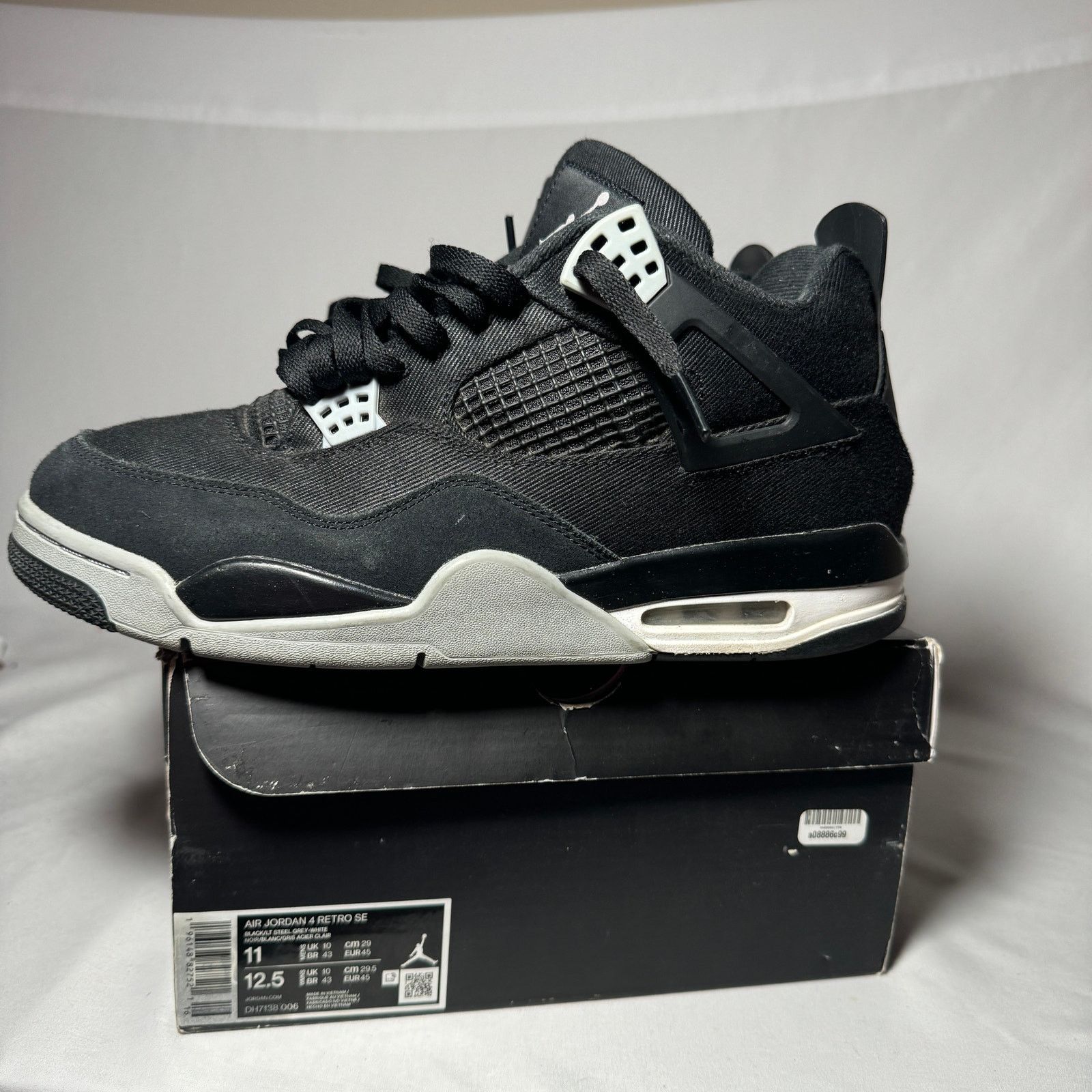 Jordan Brand × Nike Size 11 Nike Air Jordan 4 Retro SE Black Canvas Men's Shoes Size US 11 / EU 44 - 8 Thumbnail