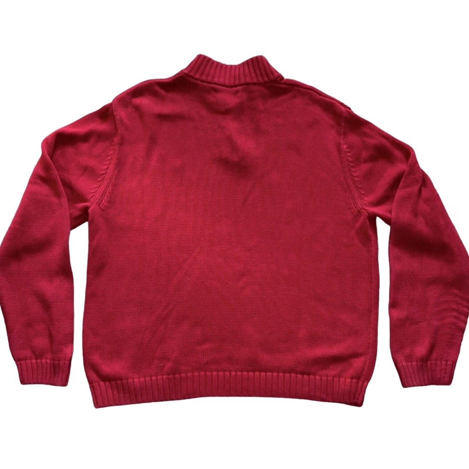 Chaps Chaps Men XL Red Pullover Sweater Long Sleeve Mock Turtle Neck 1/4 Button Down Elbow Patches Knit Cotton Size US XL / EU 56 / 4 - 4 Thumbnail