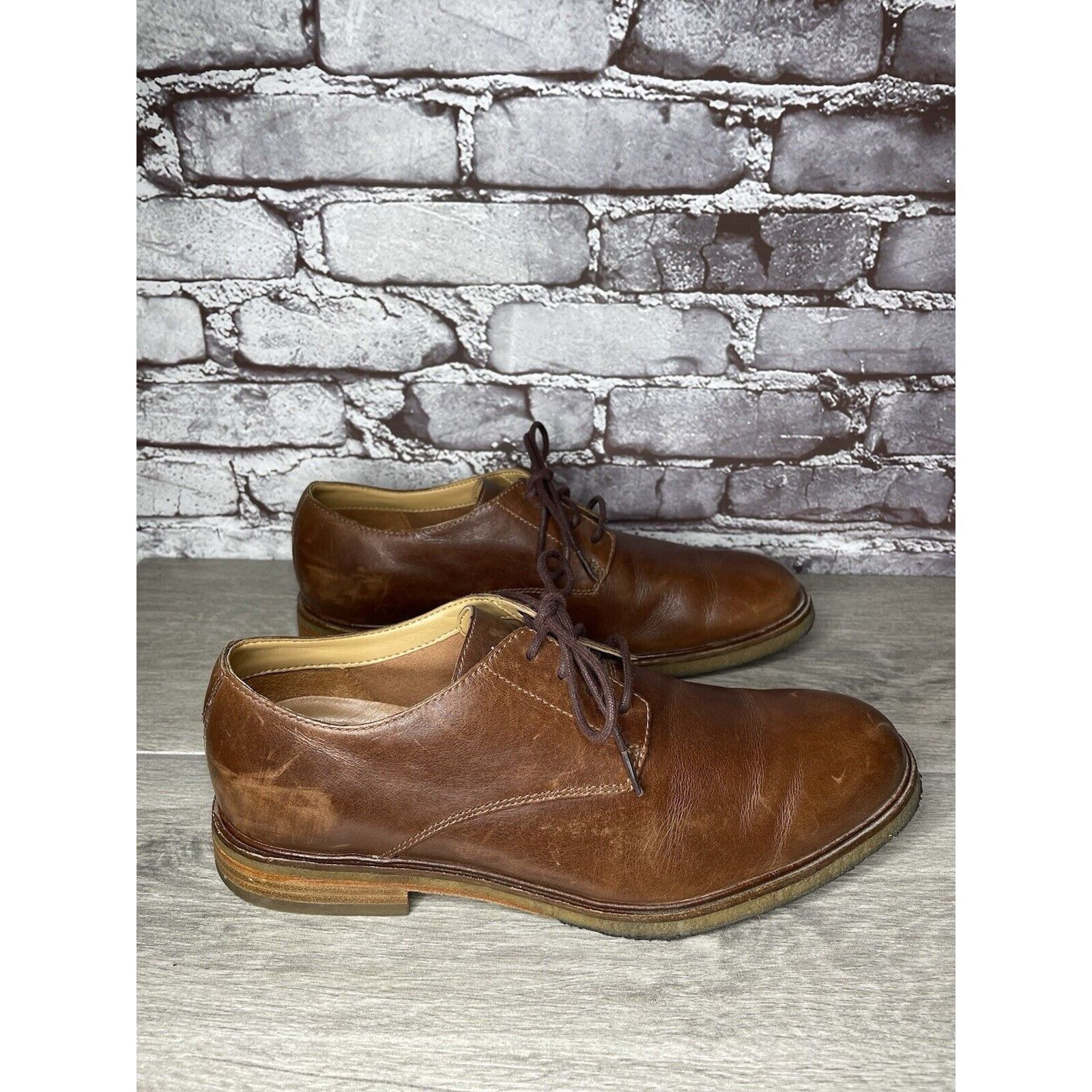 Clarks Clarks Brown Leather Oxfords Lace Up Gum Soles Shoes Men Sz Size US 9.5 / EU 42-43 - 12 Thumbnail