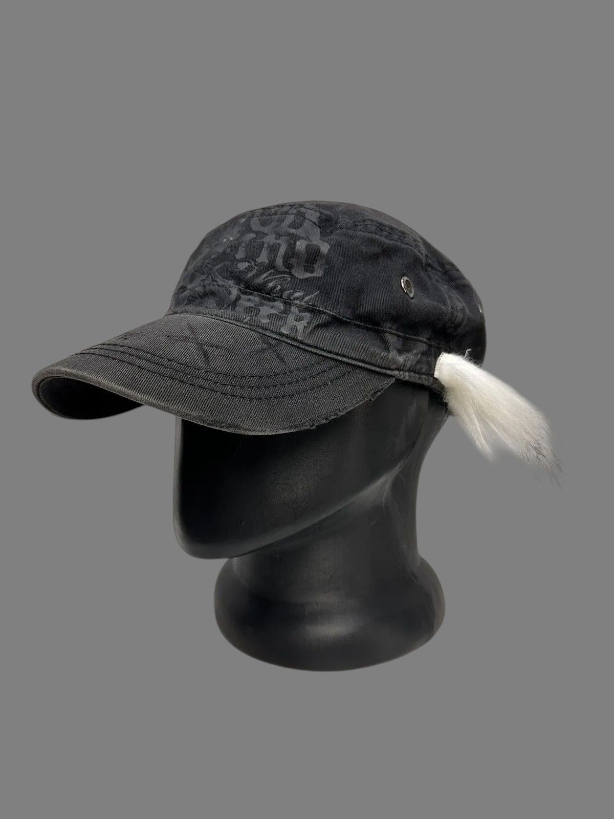 If Six Was Nine Retro Black Gothic Cap Military Design Vintage Y2K Size ONE SIZE - 6 Thumbnail