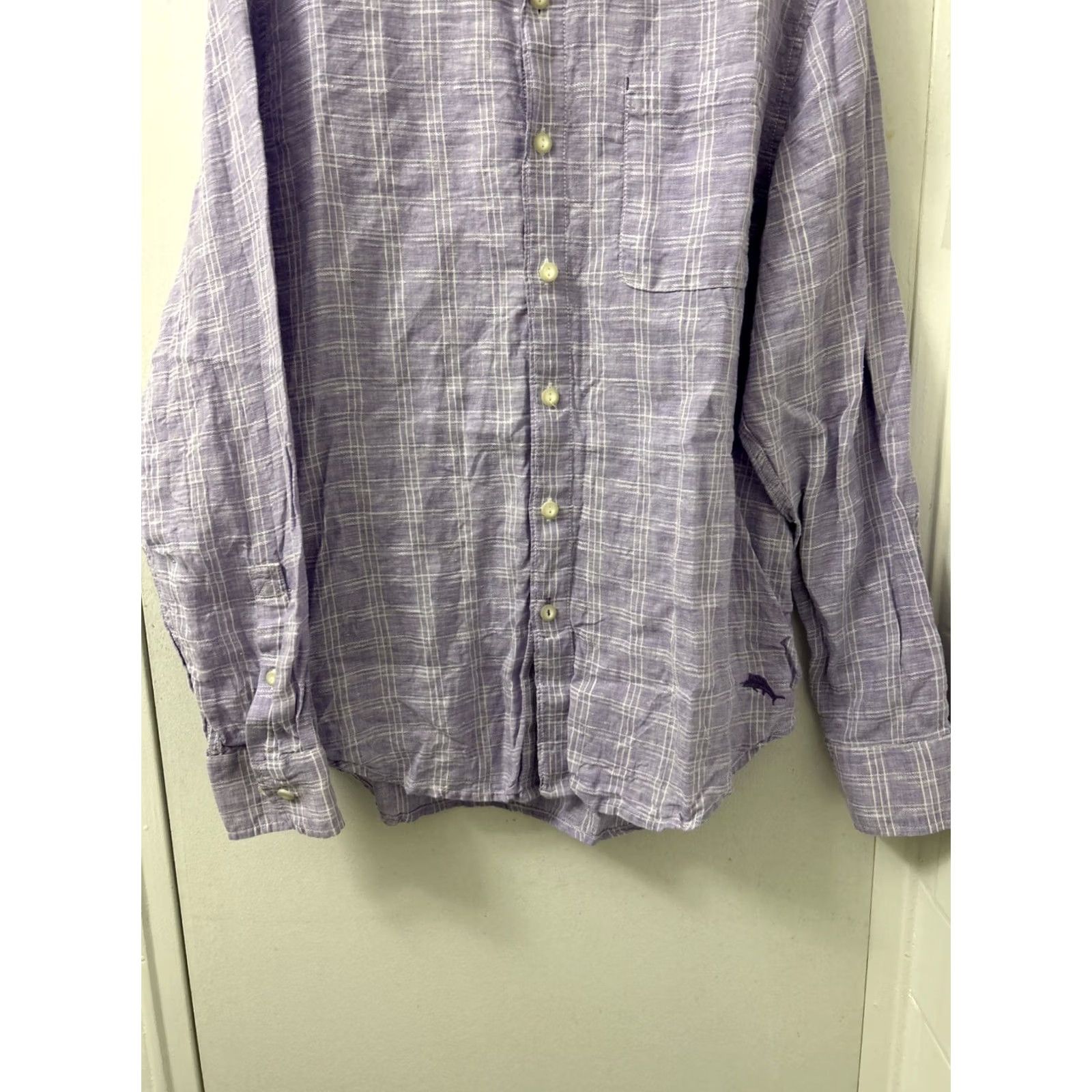 Tommy Bahama Tommy Bahama Shirt Mens Medium Purple Plaid 100% Linen Button-Down Long Sleeve Shirt Size US M / EU 48-50 / 2 - 3 Thumbnail