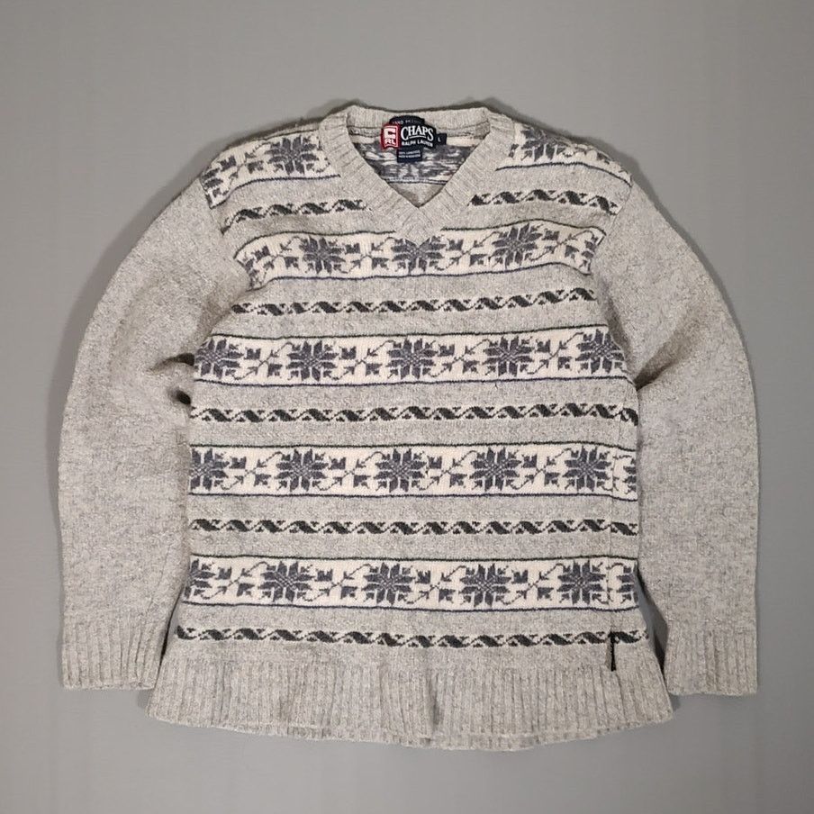 Chaps Ralph Lauren VTG Chaps Ralph Lauren Lambswool hand framed sweater wms S Size S / US 4 / IT 40 - 1 Thumbnail
