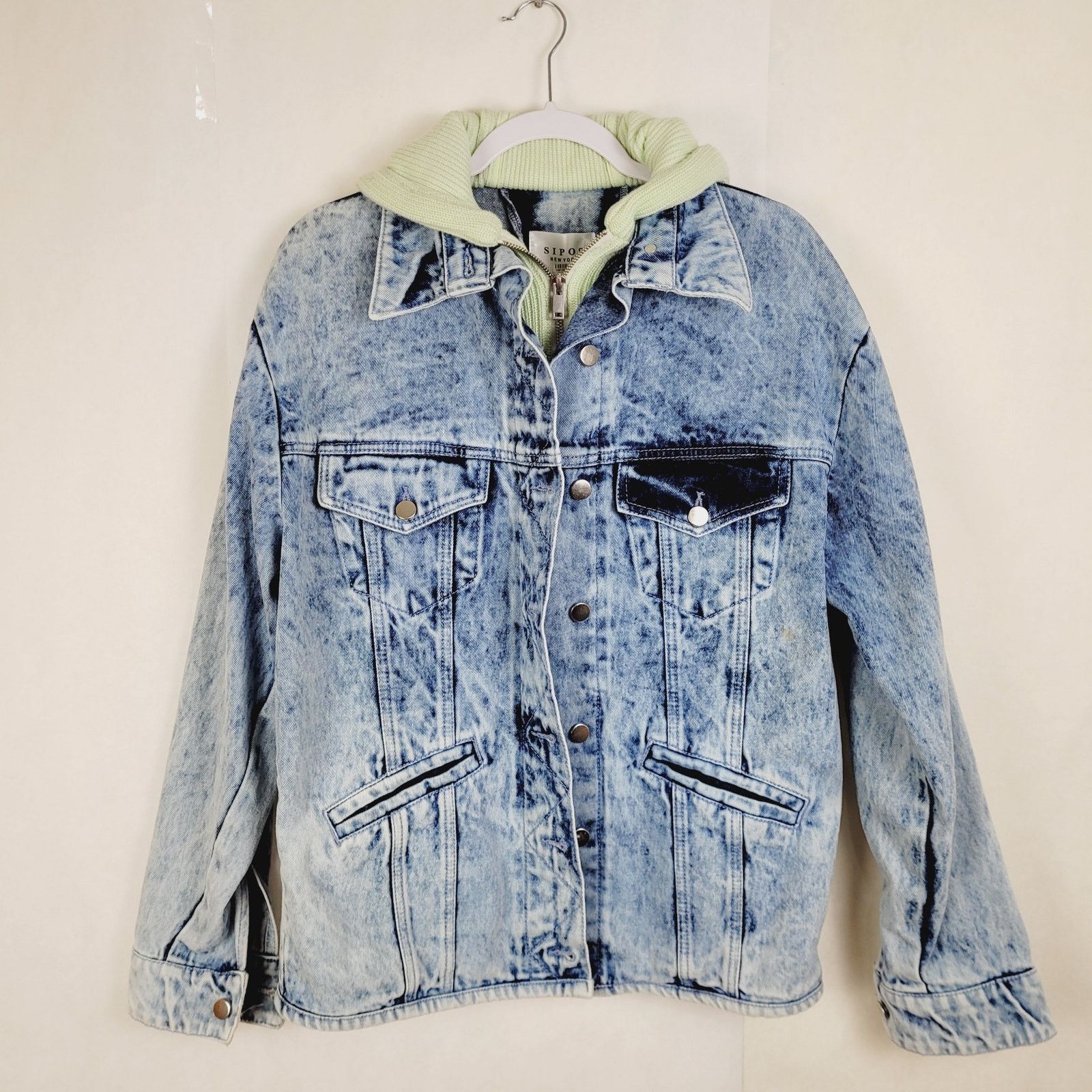 Other Sipos Zinna Acid Wash Hooded Denim Jacket S 90s retro grunge Size S / US 4 / IT 40 - 1 Thumbnail