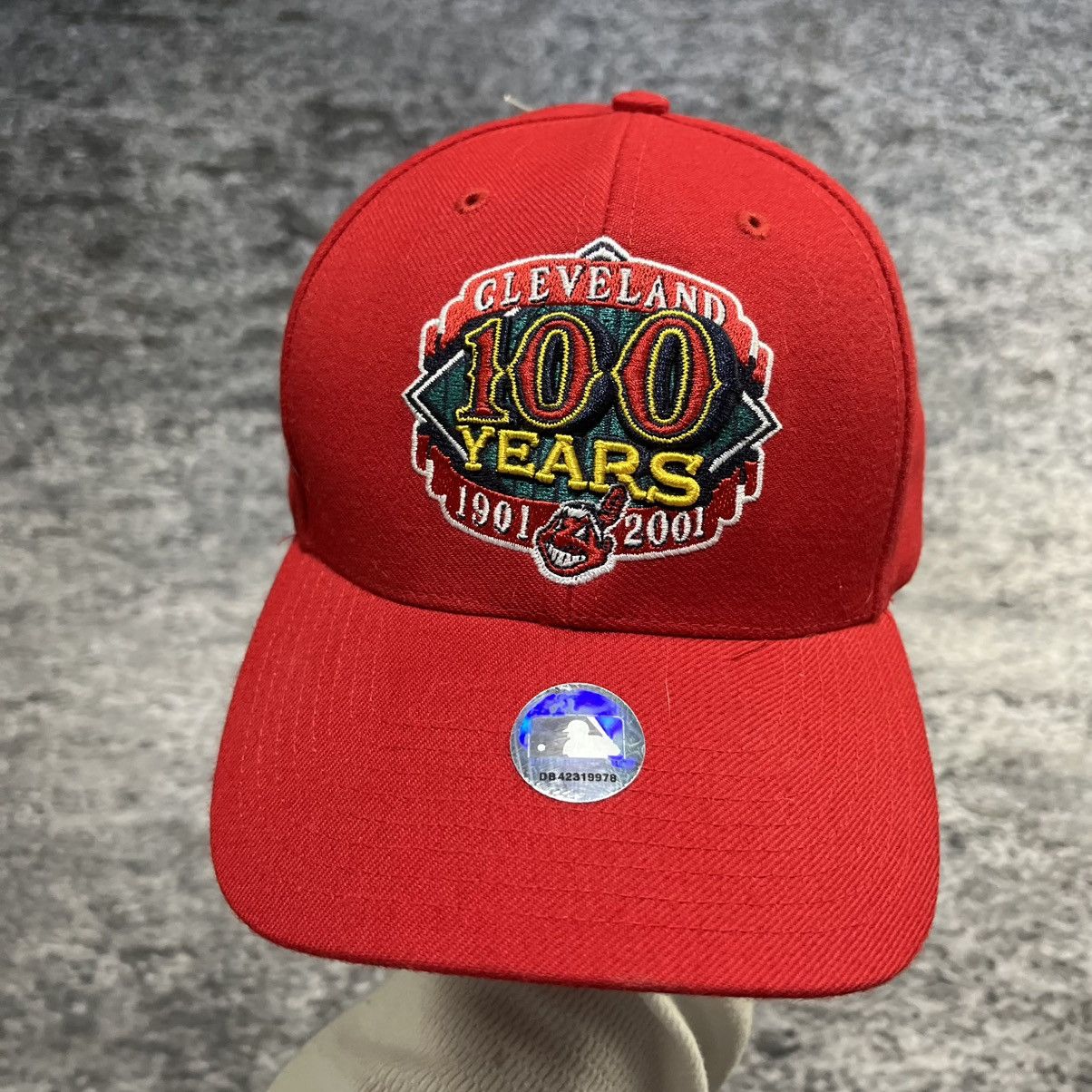 MLB Vintage Cleveland Indians 100 Years 2001 Red Wahoo Hat NEW Size ONE SIZE - 2 Thumbnail