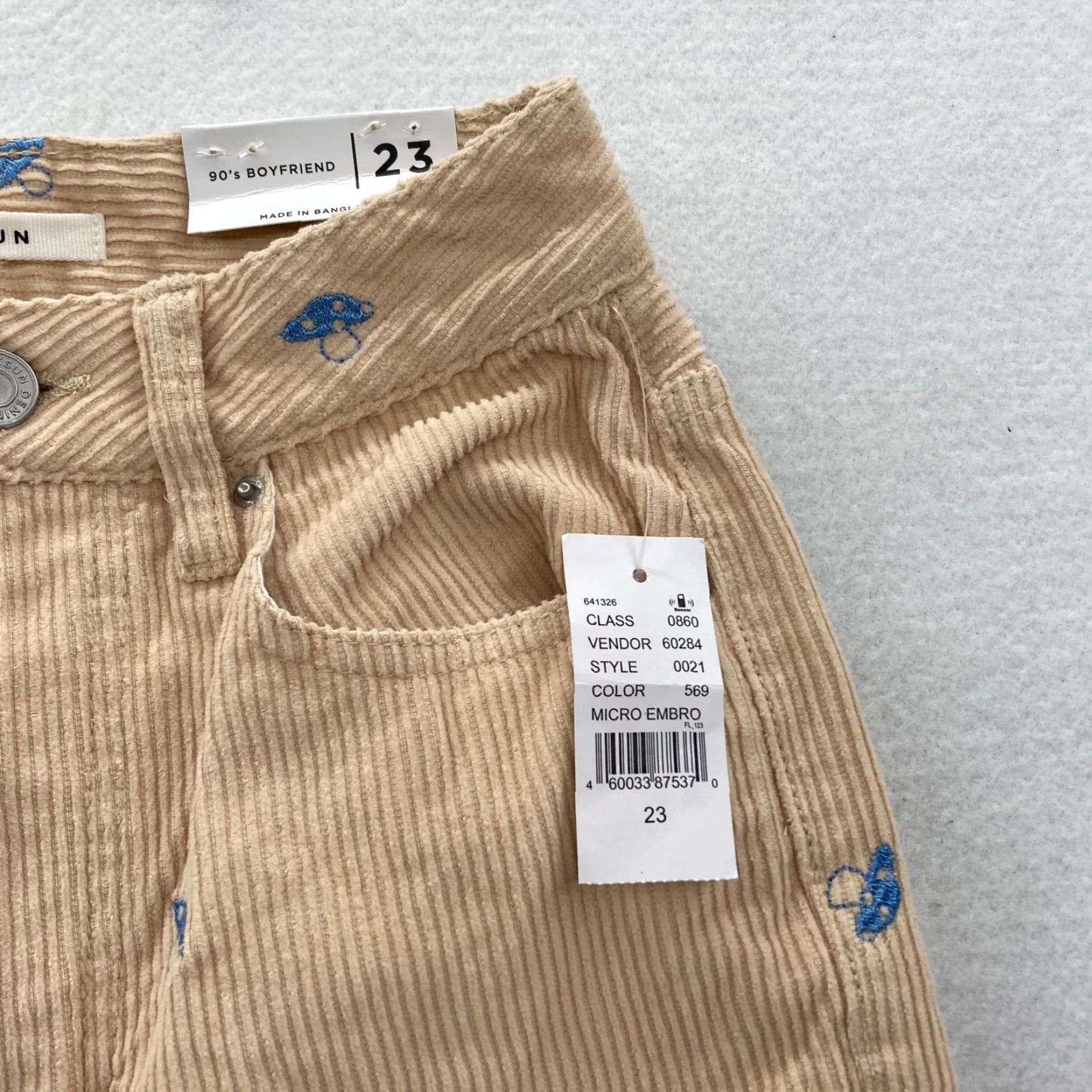 Pacsun Pacsun 90's Boyfriend Pants Women's 23 Brown Corduroy Embroidered Mushroom NWT Size 40" / US 18 - 4 Thumbnail