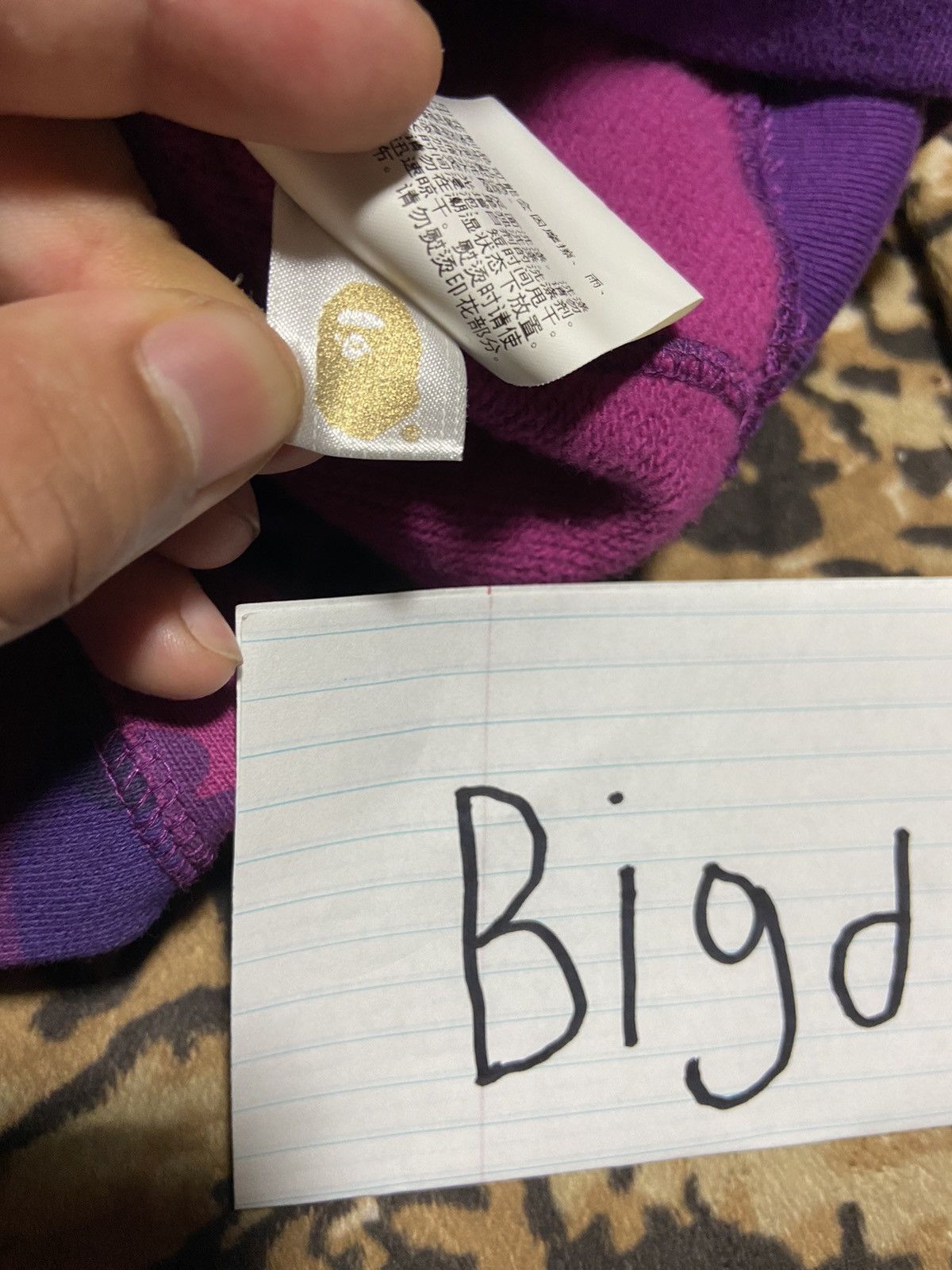 Bape Bape purple camo college pullover hoodie Size US L / EU 52-54 / 3 - 9 Thumbnail