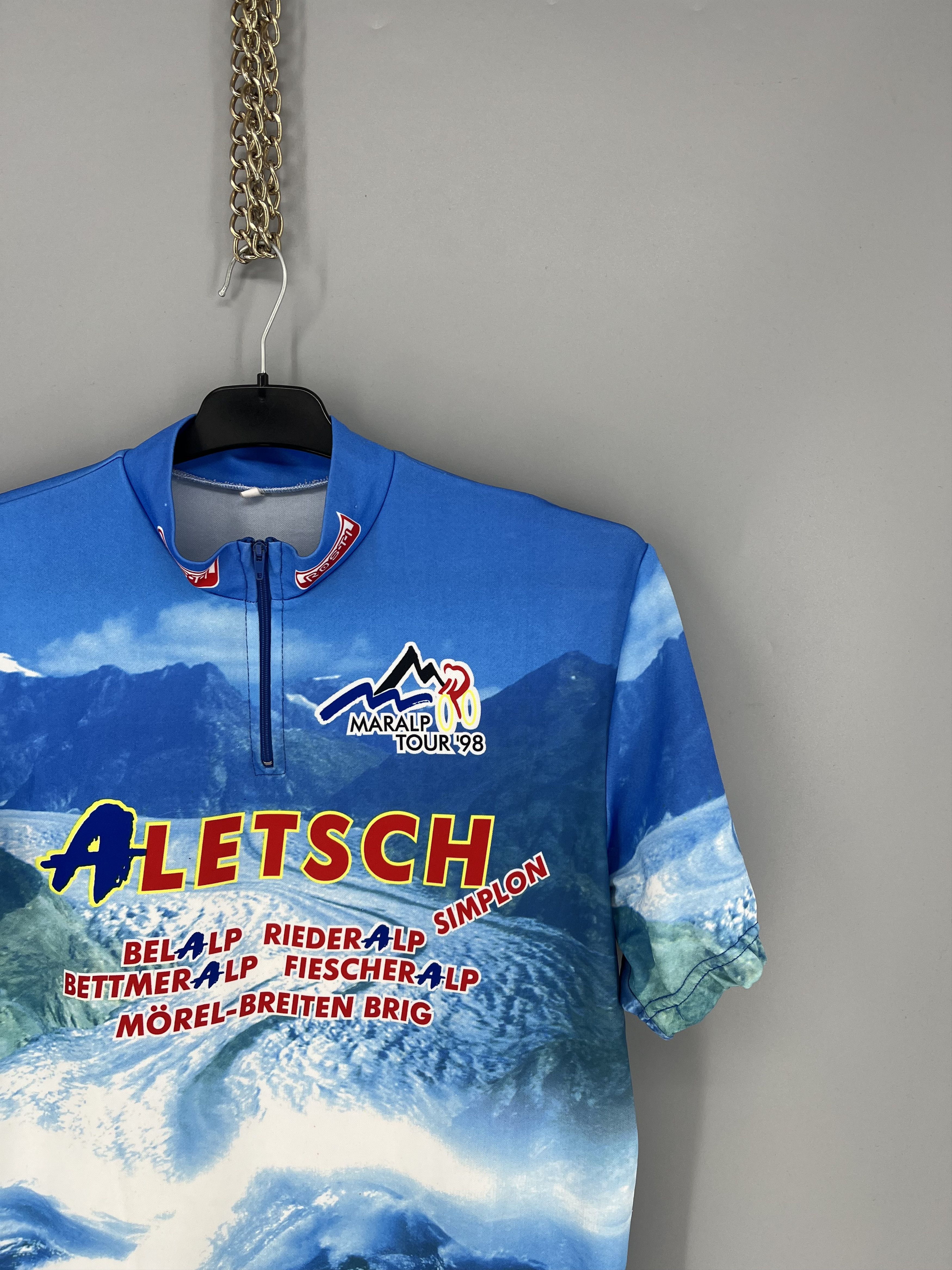Vintage Vtg Maralp Tour ’98 Aletsch Cycl0ing Jersey Mountain Print Size US XL / EU 56 / 4 - 6 Thumbnail