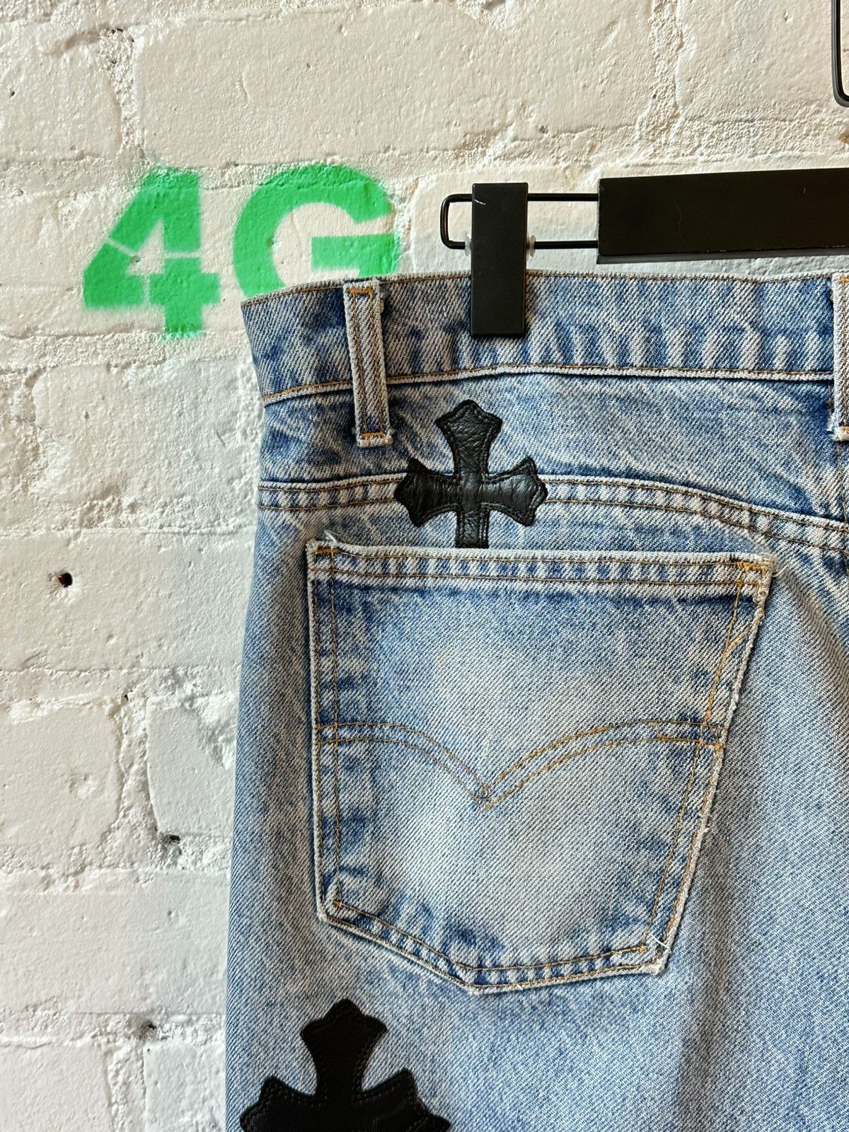 Chrome Hearts CHROME HEARTS LEVI 501 CROSS PATCH JEANS Size US 33 - 4 Thumbnail