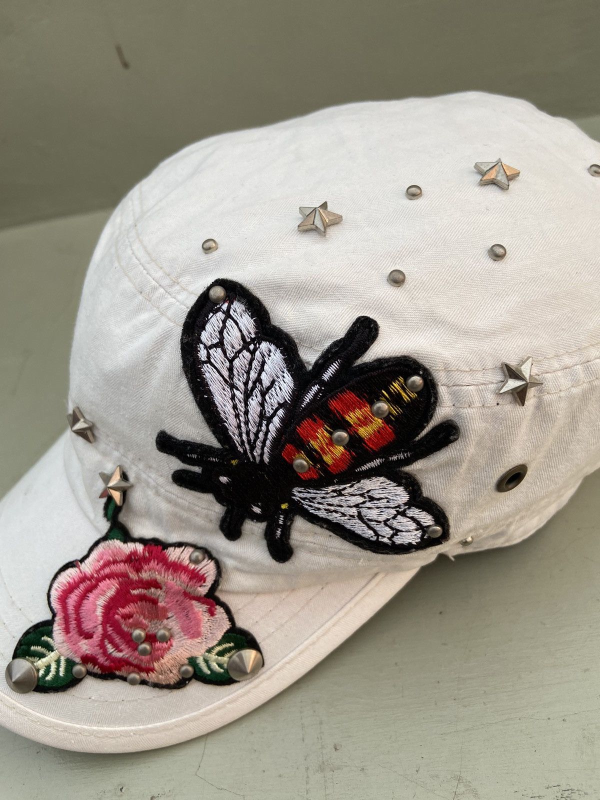 If Six Was Nine 2000s star floral embroidery studded patrol hat Size ONE SIZE - 5 Thumbnail