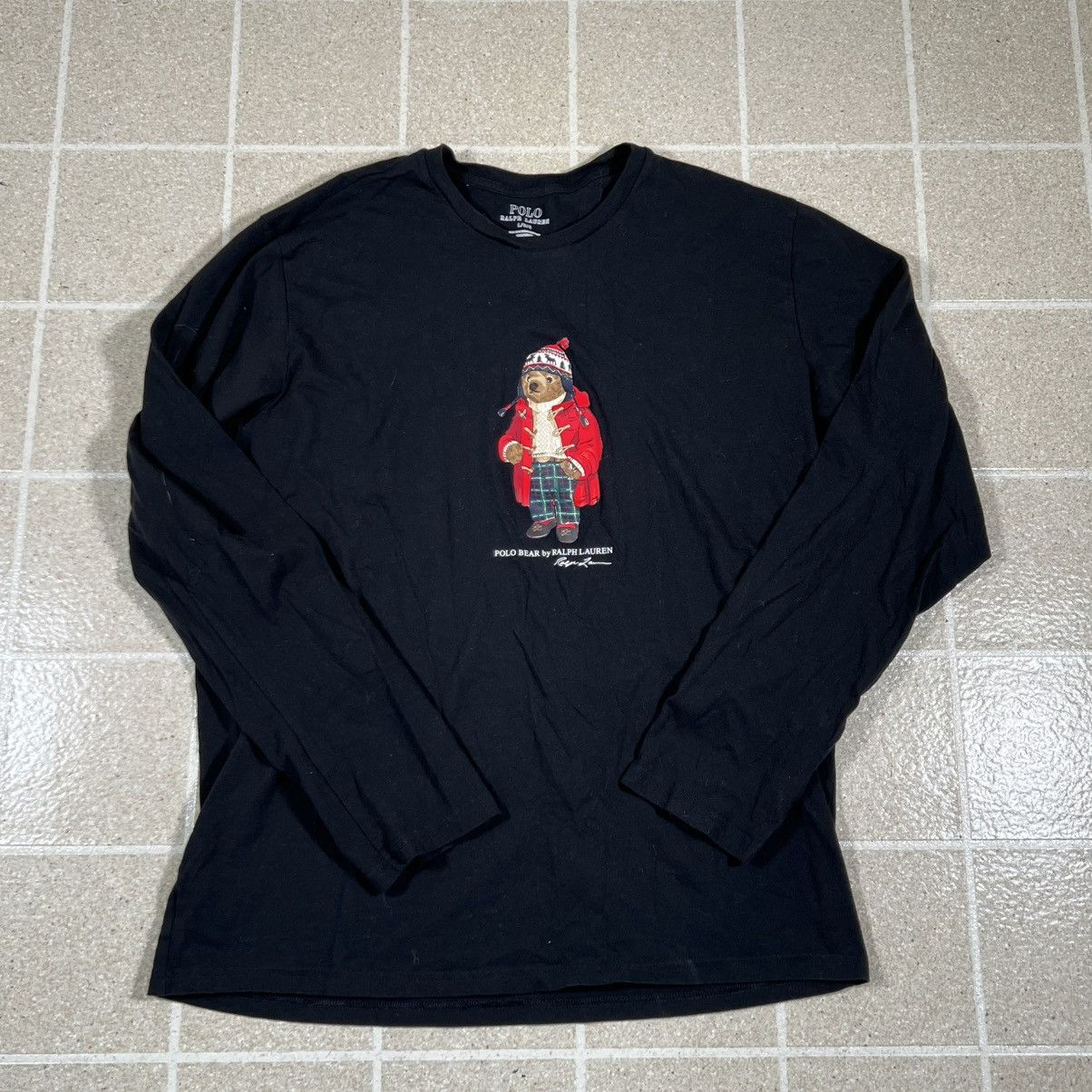 Polo Ralph Lauren Polo Ralph Lauren Shirt Mens L Black Long Sleeve Polo Bear Size US L / EU 52-54 / 3 - 1 Thumbnail