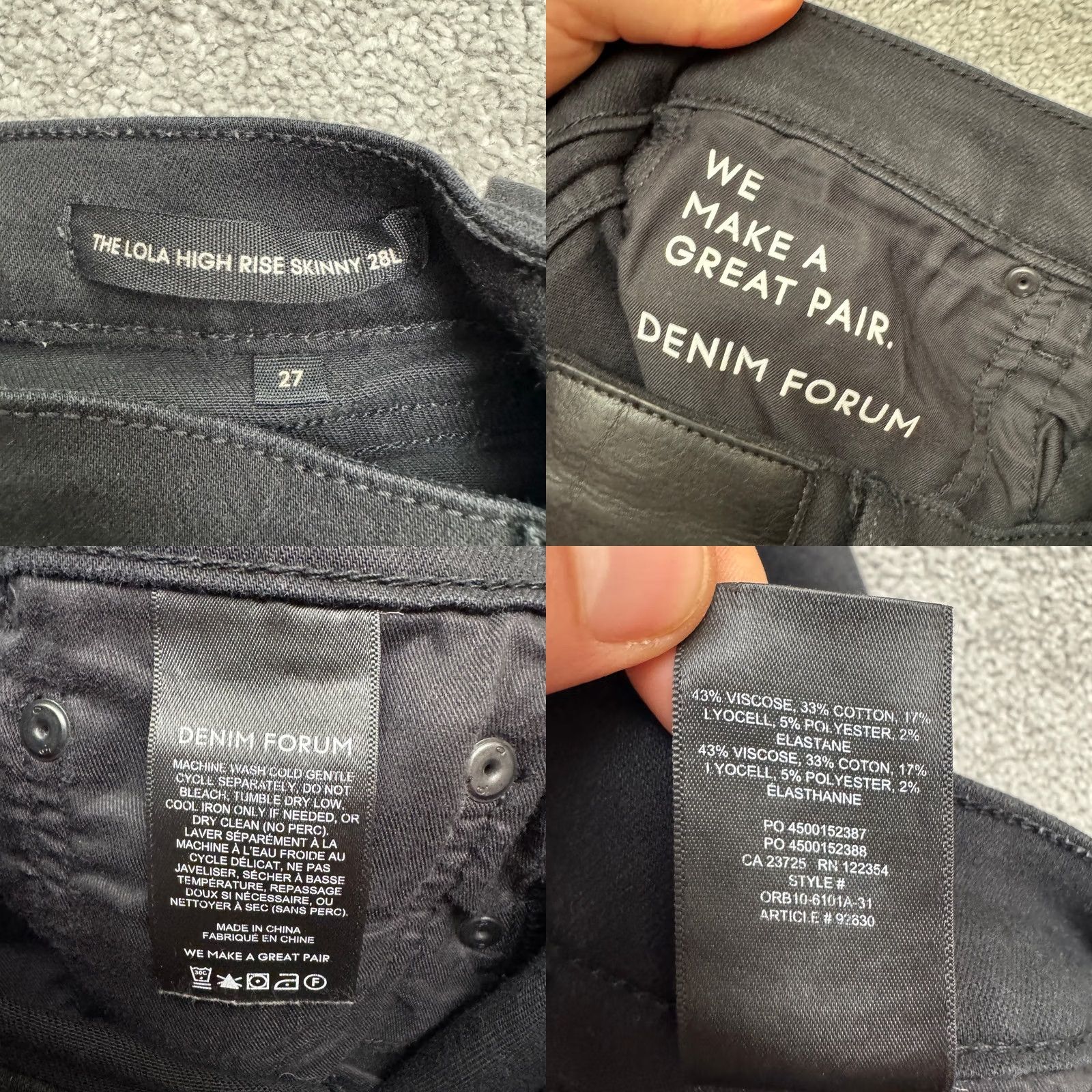 Aritzia Denim Forum The Lola High Rise Skinny Jeans Women 27 Black Stretch Size 27" / US 4 / IT 40 - 8 Thumbnail