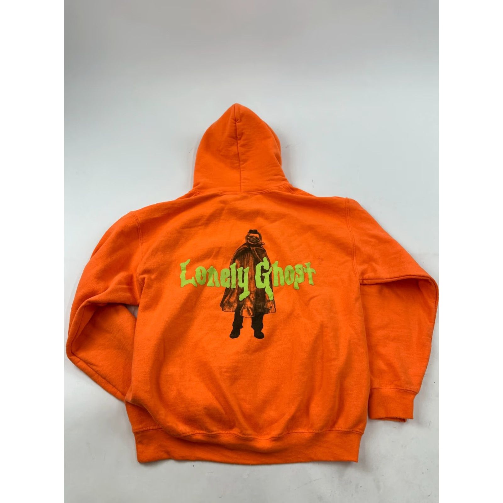 Vintage Lonely Ghost Hoodie Sweatshirt Kangaroo Pocket Graphic Print Orange Medium Mens Size US M / EU 48-50 / 2 - 2 Thumbnail