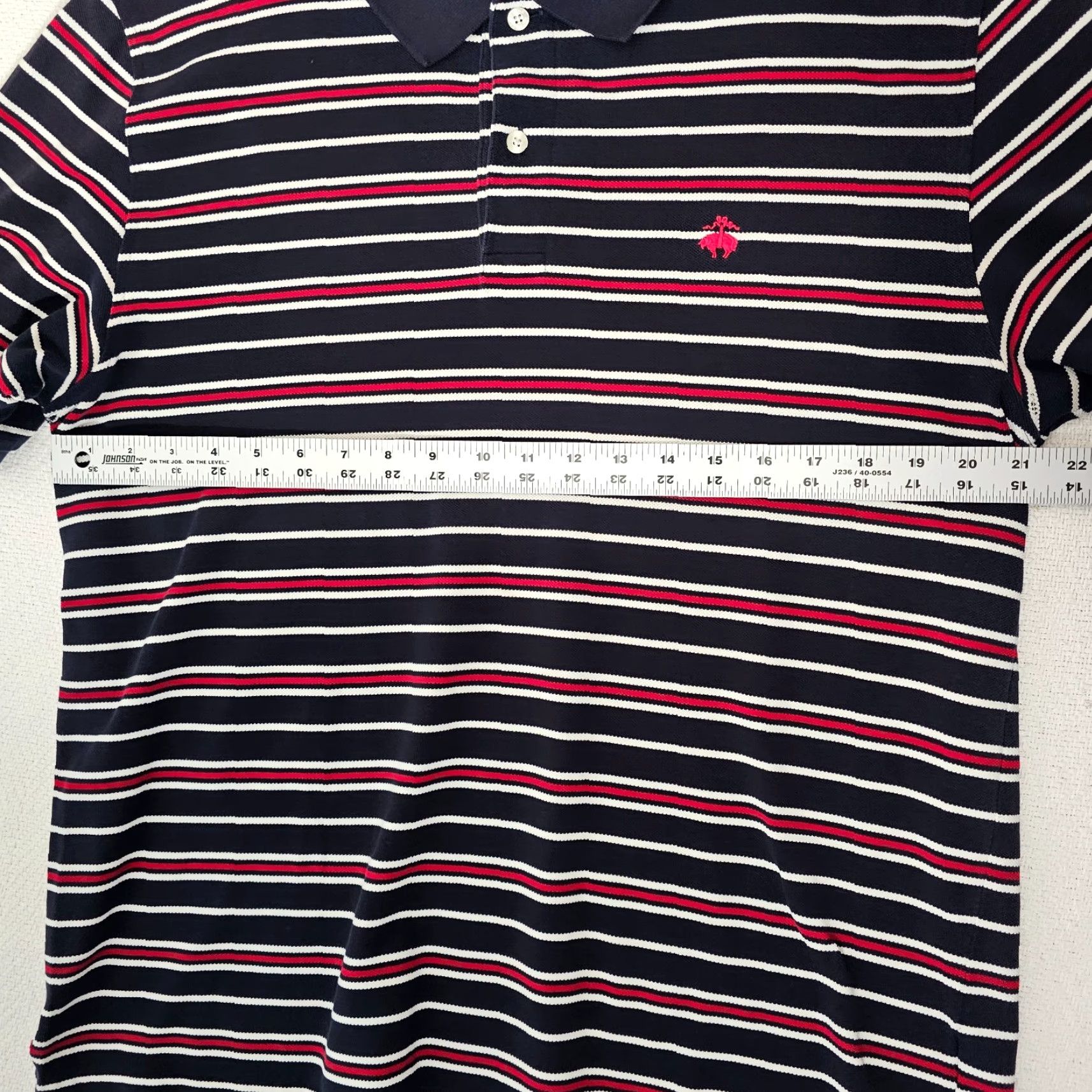 Brooks Brothers BROOKS BROTHERS 1818 Performance Polo Shirt Men's Large Blue Striped Regular Fit Size US L / EU 52-54 / 3 - 5 Thumbnail
