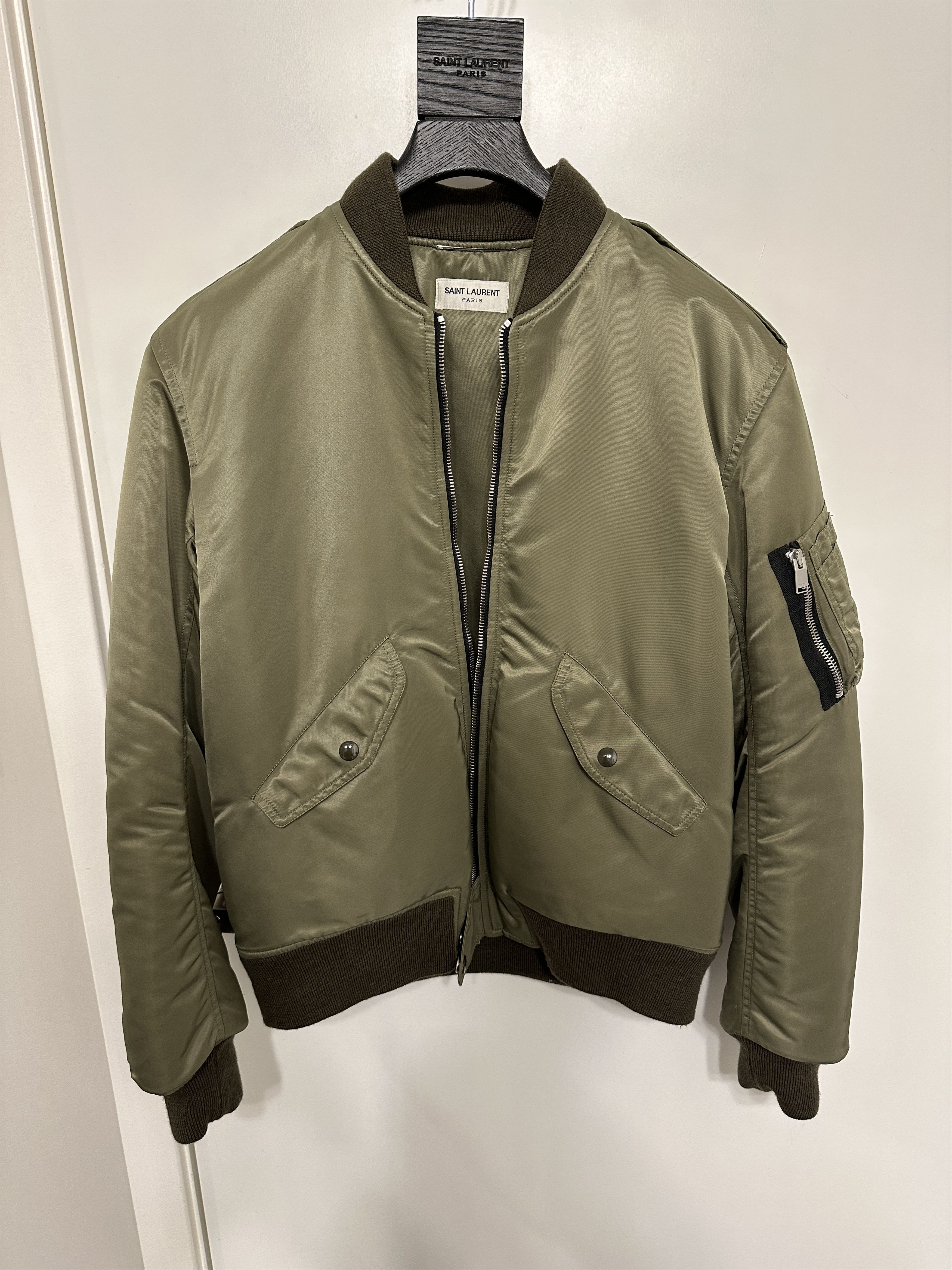 Saint Laurent FW15 Nylon Green MA-1 Bomber Size 48