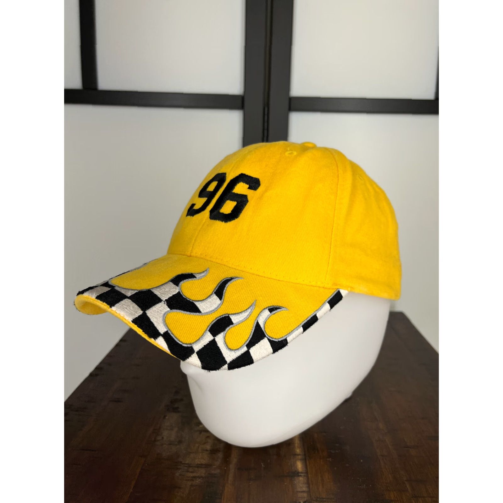 Vintage Magic Headwear Check Cap Baseball Hat Adult One Size Yellow Adjustable Outdoor Racing Mens Size ONE SIZE - 4 Thumbnail