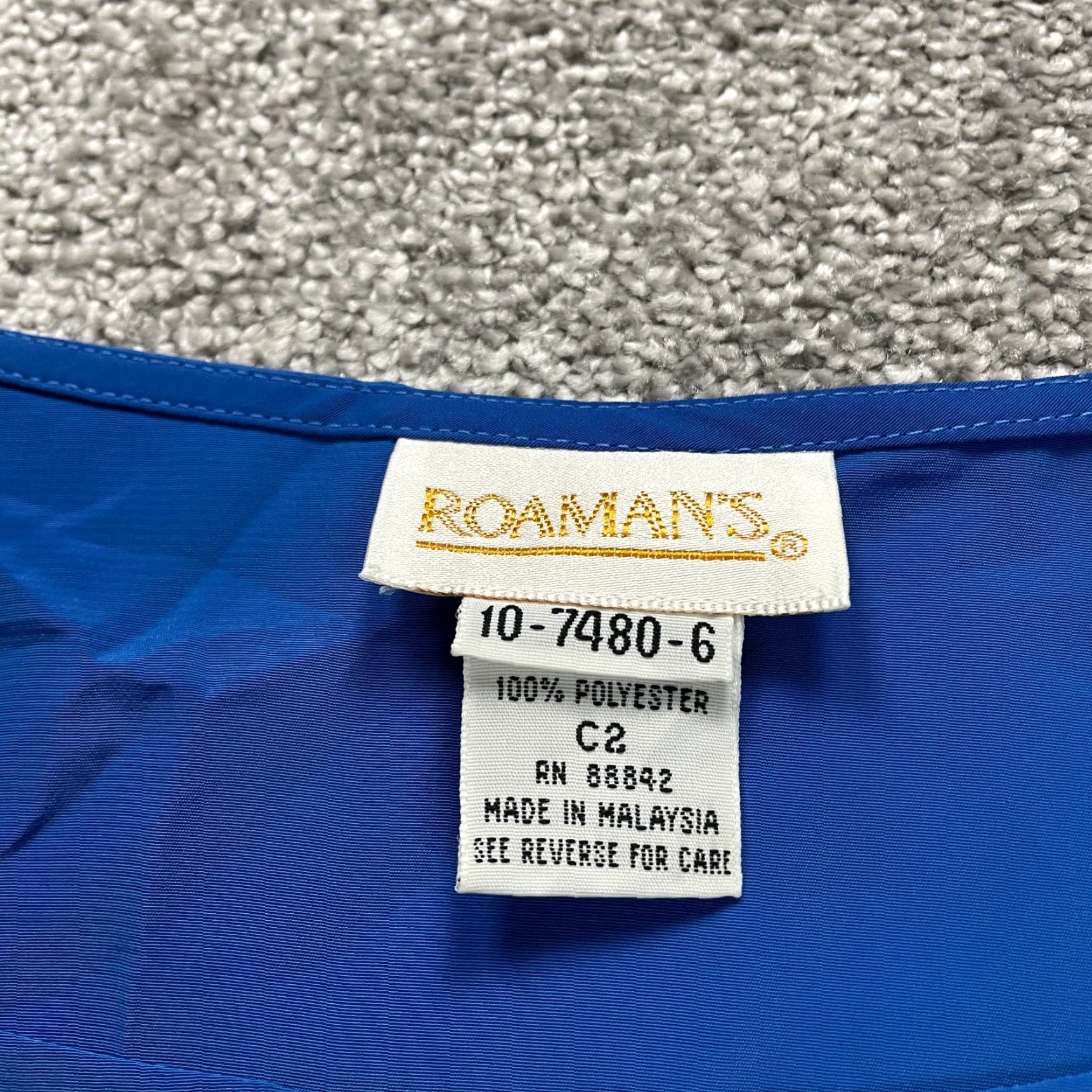 Vintage Roaman's Tank Top Women 10 Royal Blue Sleeveless Round Neck Basic Casual Size L / US 10 / IT 46 - 4 Thumbnail