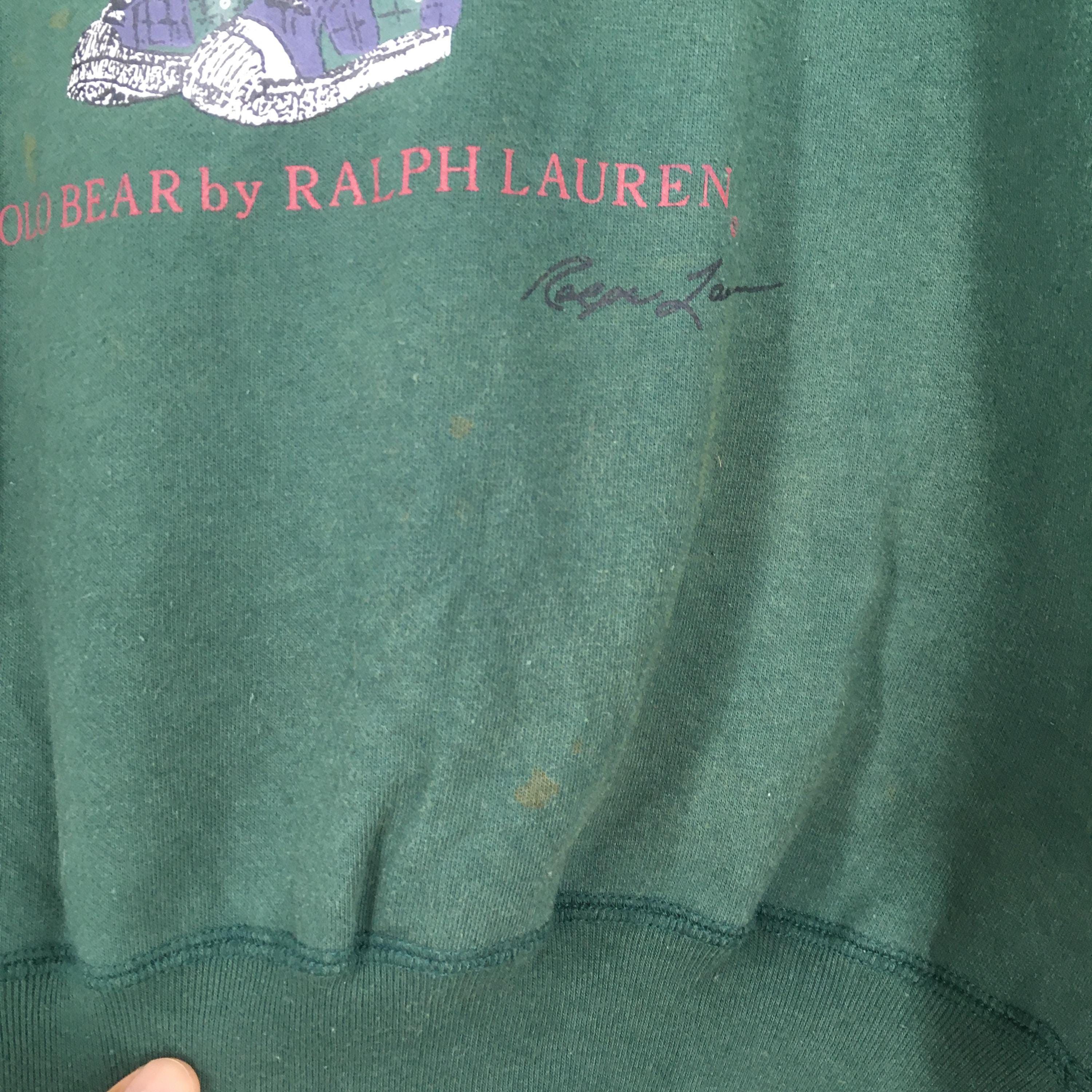 Polo Ralph Lauren × RRL Ralph Lauren × Ralph Lauren Vintage 90s Polo Bear Ralph Lauren Green Sweatshirt Medium Size US M / EU 48-50 / 2 - 4 Thumbnail