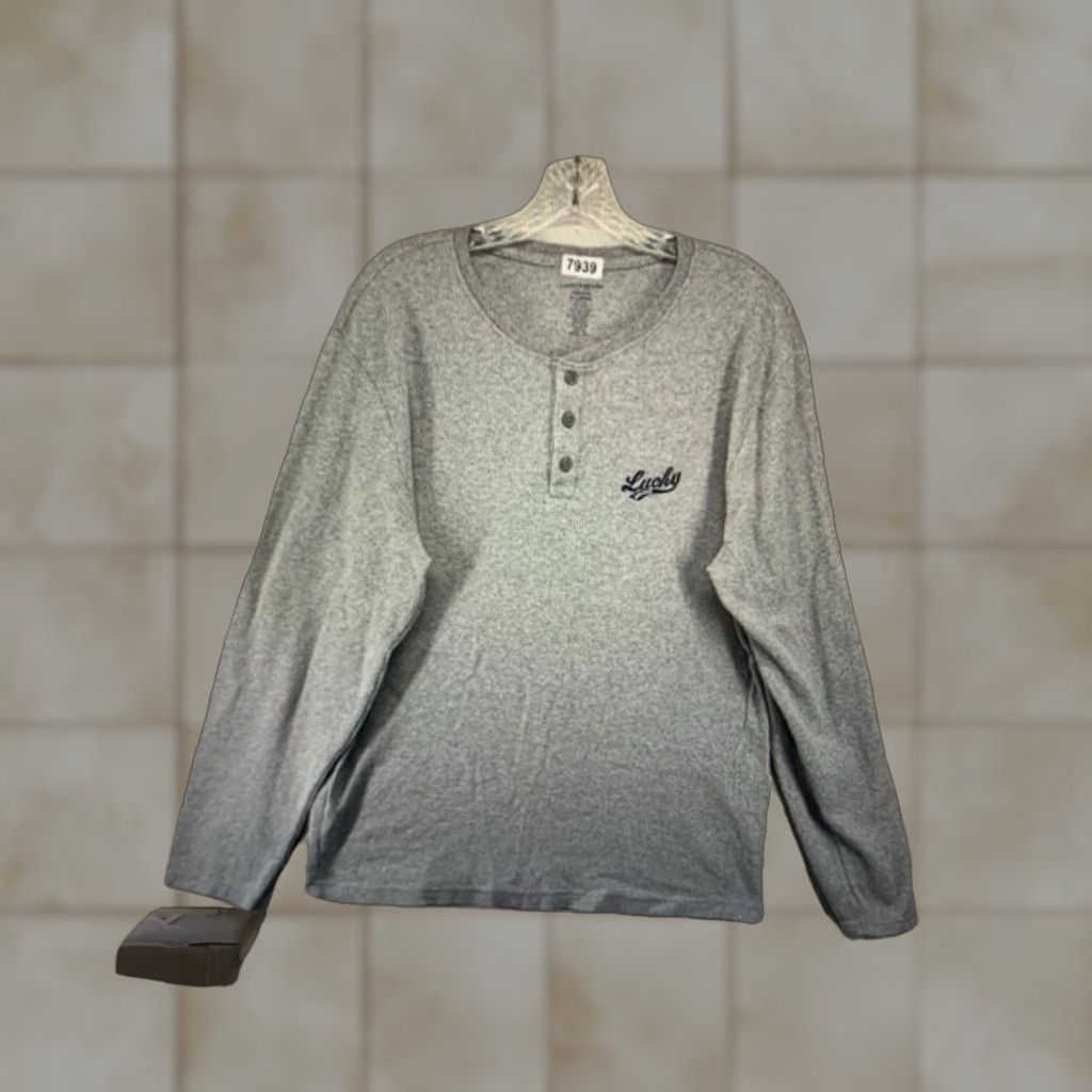 Lucky Brand VINTAGE Lucky Brand Thermal Shirt Men XL Henley Long Sleeve 90s Outdoor Logo Gray Size US XL / EU 56 / 4 - 1 Thumbnail