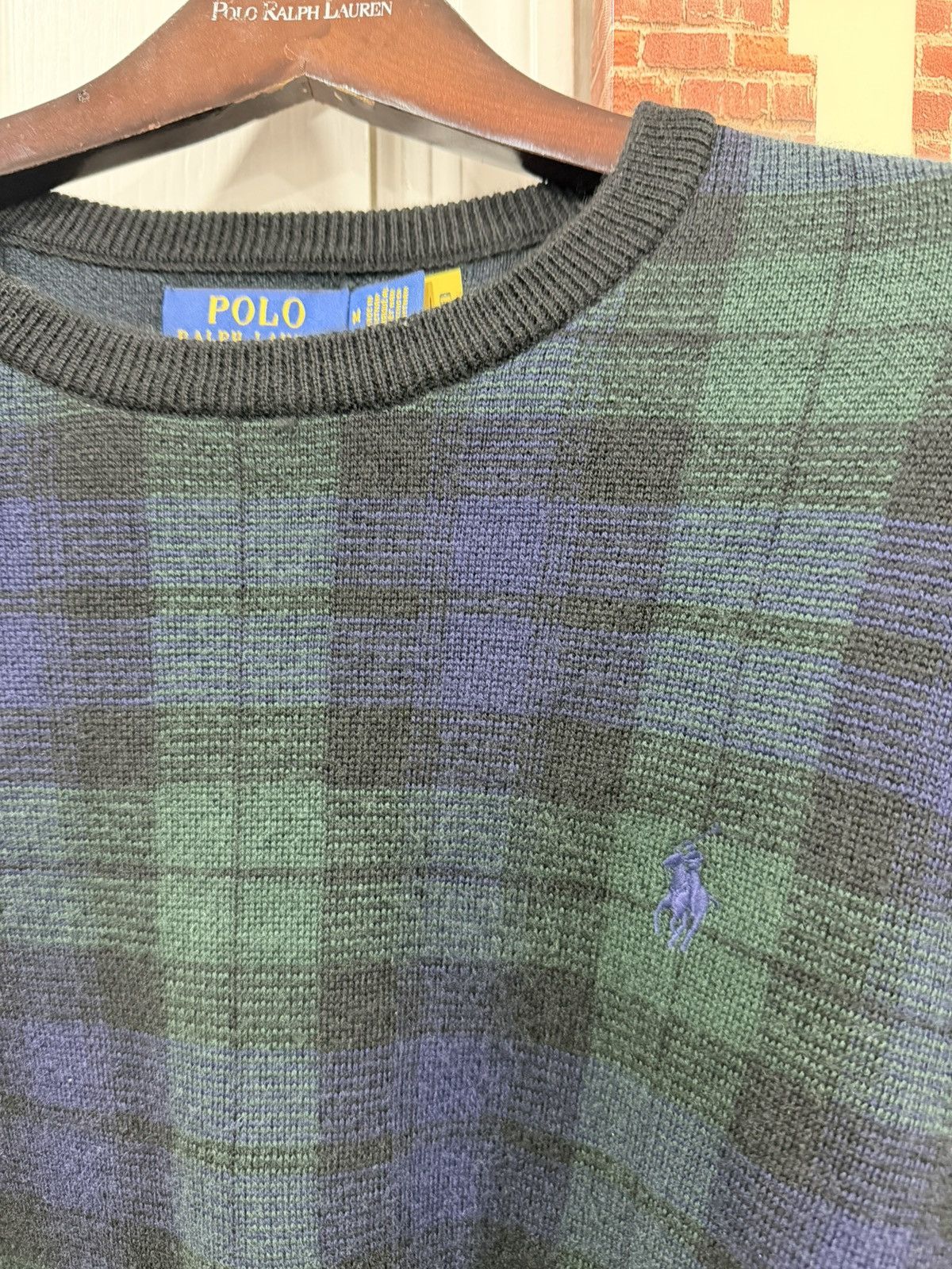 Ralph Lauren Polo Ralph Lauren Plaid Merino Wool Sweater Men Med Washable Size US M / EU 48-50 / 2 - 3 Thumbnail