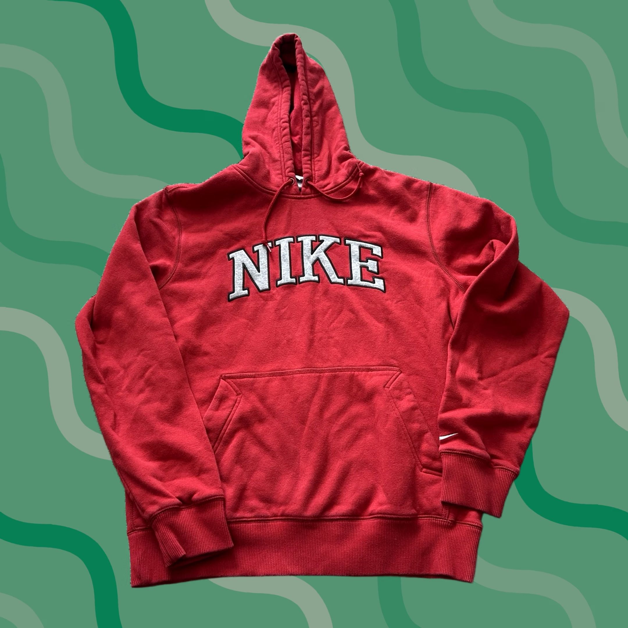 Nike VINTAGE Nike Hoodie Mens Medium Pullover Red Swoosh Logo Grunge Skater Y2K Size US M / EU 48-50 / 2 - 1 Thumbnail