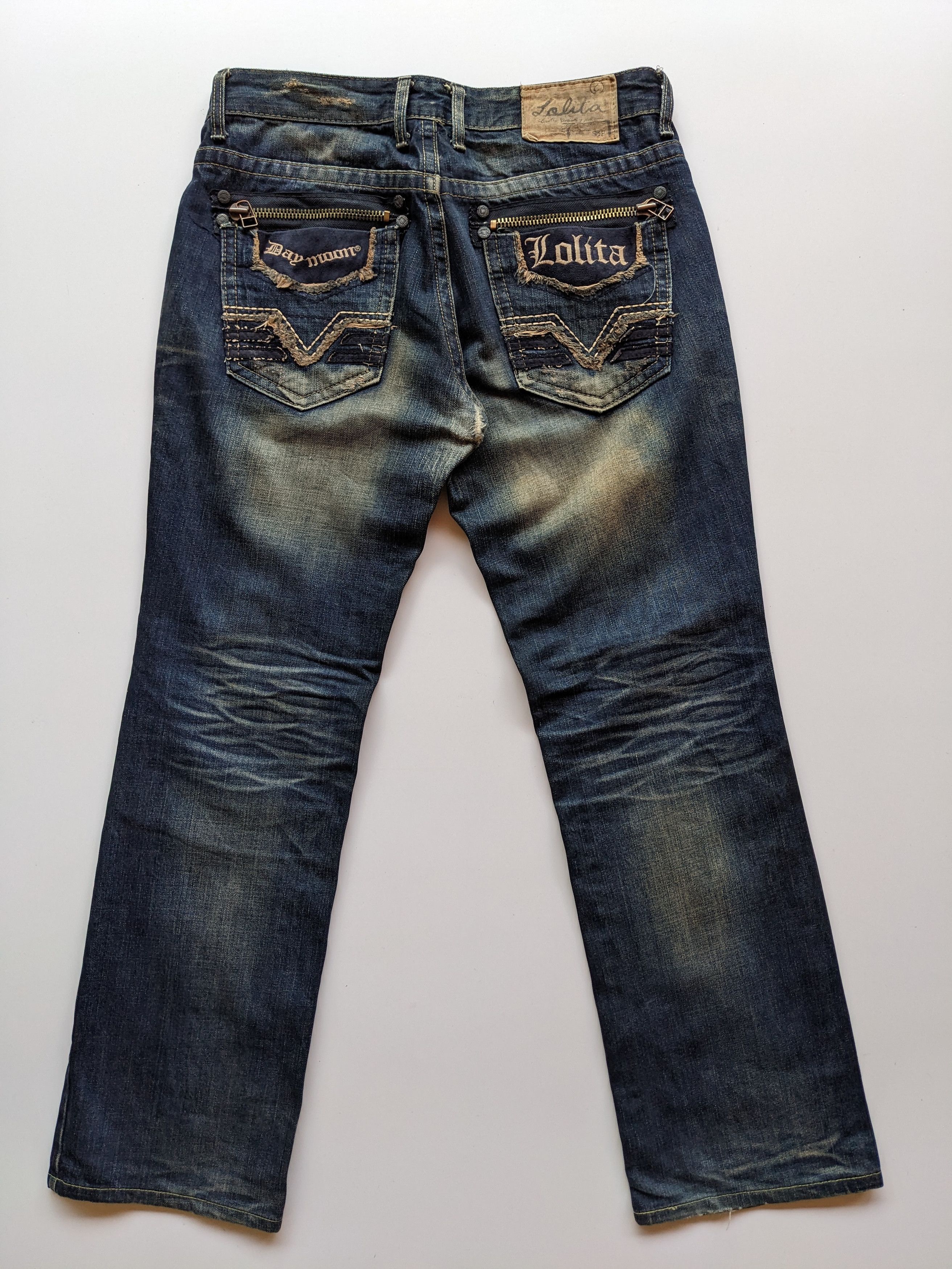 If Six Was Nine × Japanese Brand × Le Grande Bleu (L.G.B.) Lolita mudwash daymoon clawmark faded jeans Size US 33 - 3 Thumbnail
