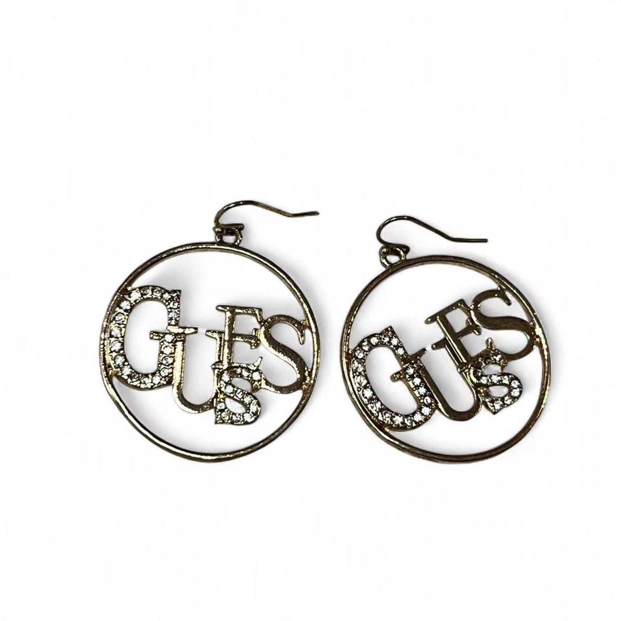 Guess Vintage y2k Guess gold rhinestones hoops earrings Size ONE SIZE - 1 Thumbnail
