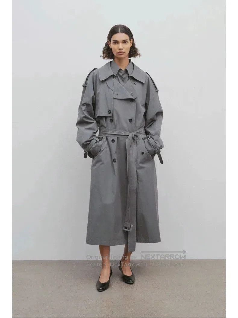 The Row The Row Double-Breasted Smoky Gray Showpiece Trench Coat Size S / US 4 / IT 40 - 1 Thumbnail