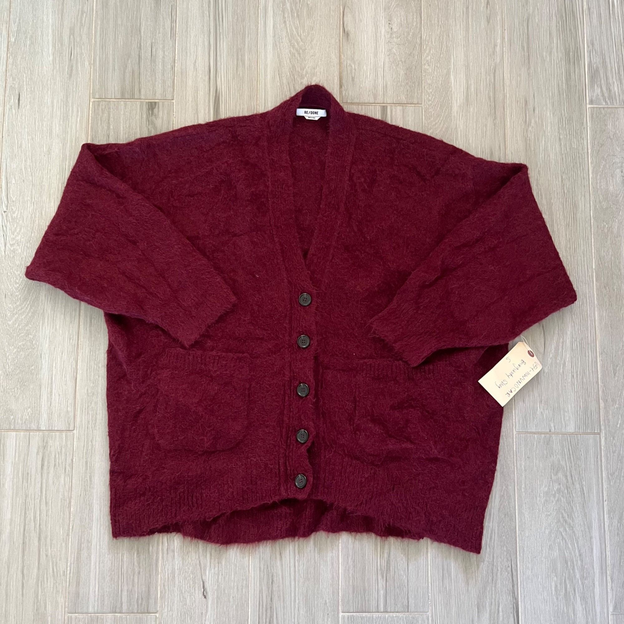 RE/DONE $550 NEW RE/DONE ALPACA BLEND BURGUNDY CARDIGAN SWEATER S Size S / US 4 / IT 40 - 2 Thumbnail