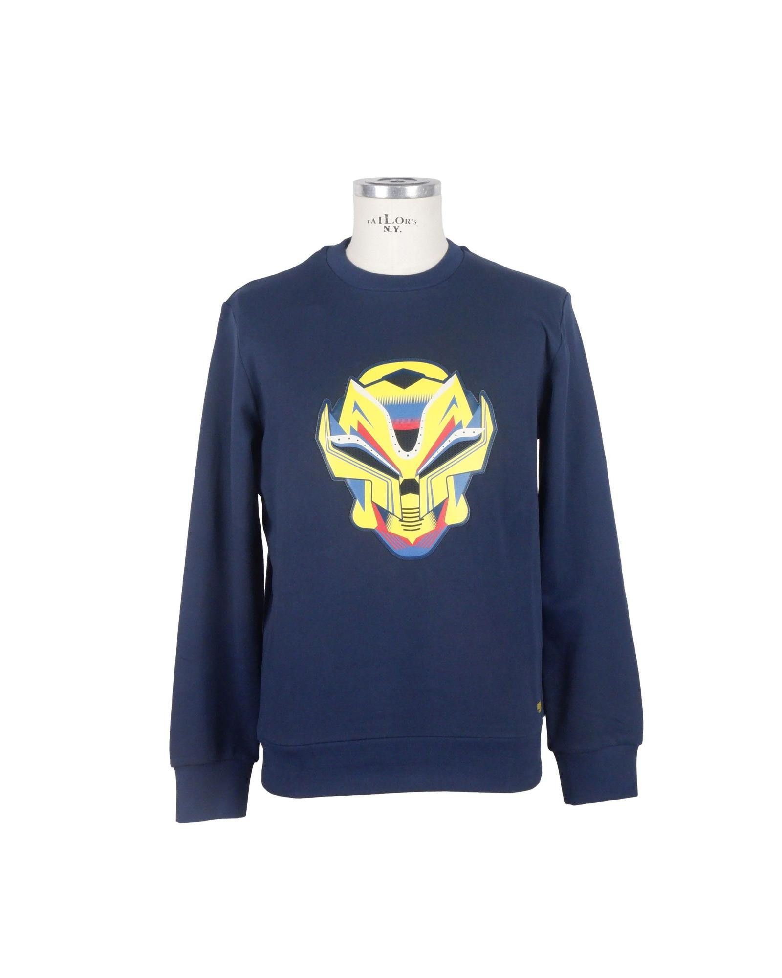 image of Dirk Bikkembergs Rubber Application Cotton Sweatshirt in Blue, Men's (Size 2XL)