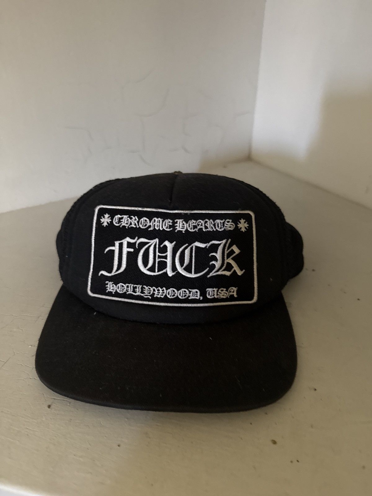 Chrome Hearts “F**K” Hollywood USA black trucker hat Chrome Hearts Chrome Hearts F**k Trucker Hat | Grailed main image 3